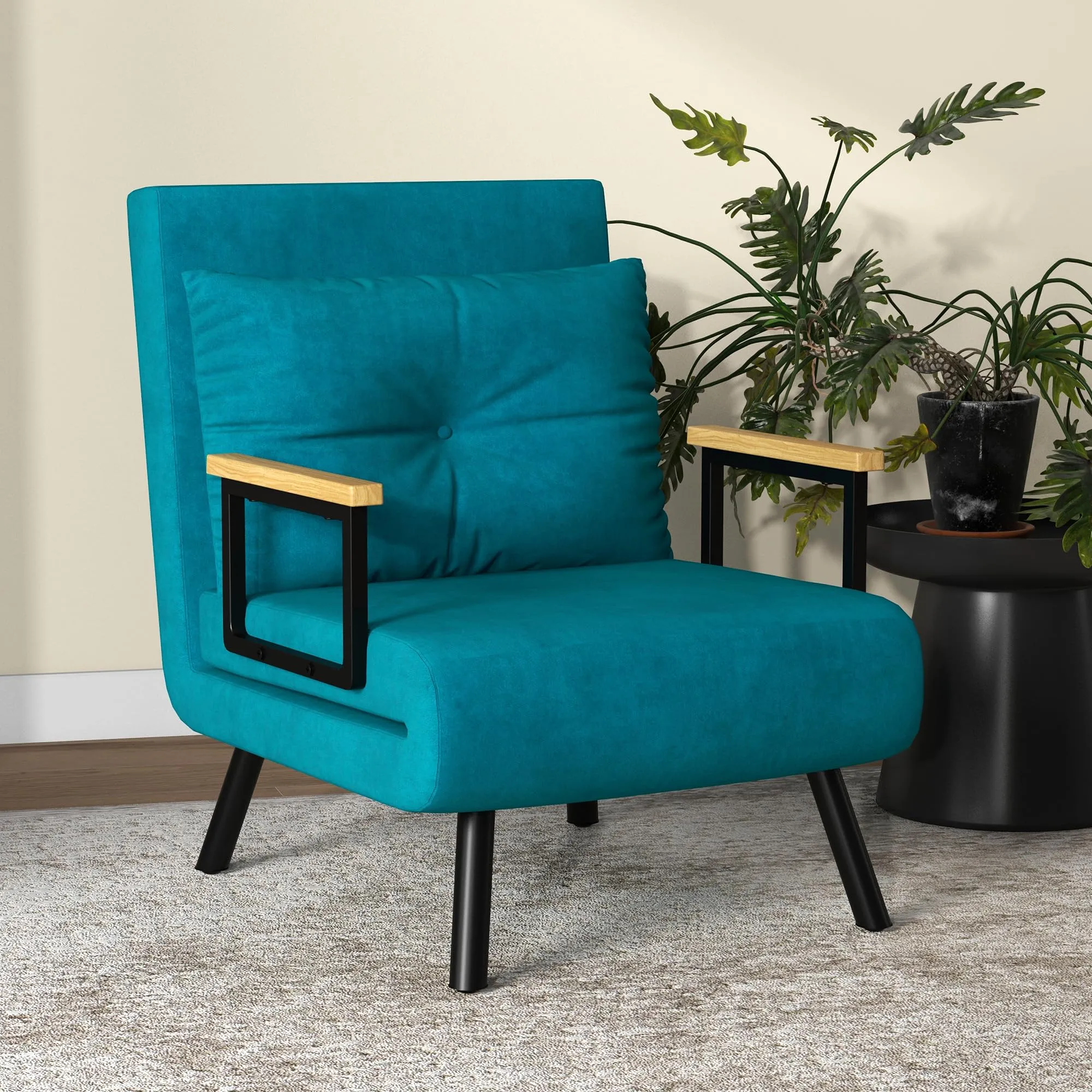 HOMCOM Poltrona Letto Singolo con Schienale Regolabile a 5 Livelli, Blu Scuro - immagine 6