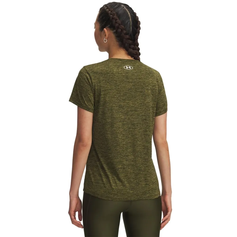 Under Armour Tech Twist Maglietta a Maniche Corte da Donna, Verde/Bianco, L - immagine 2