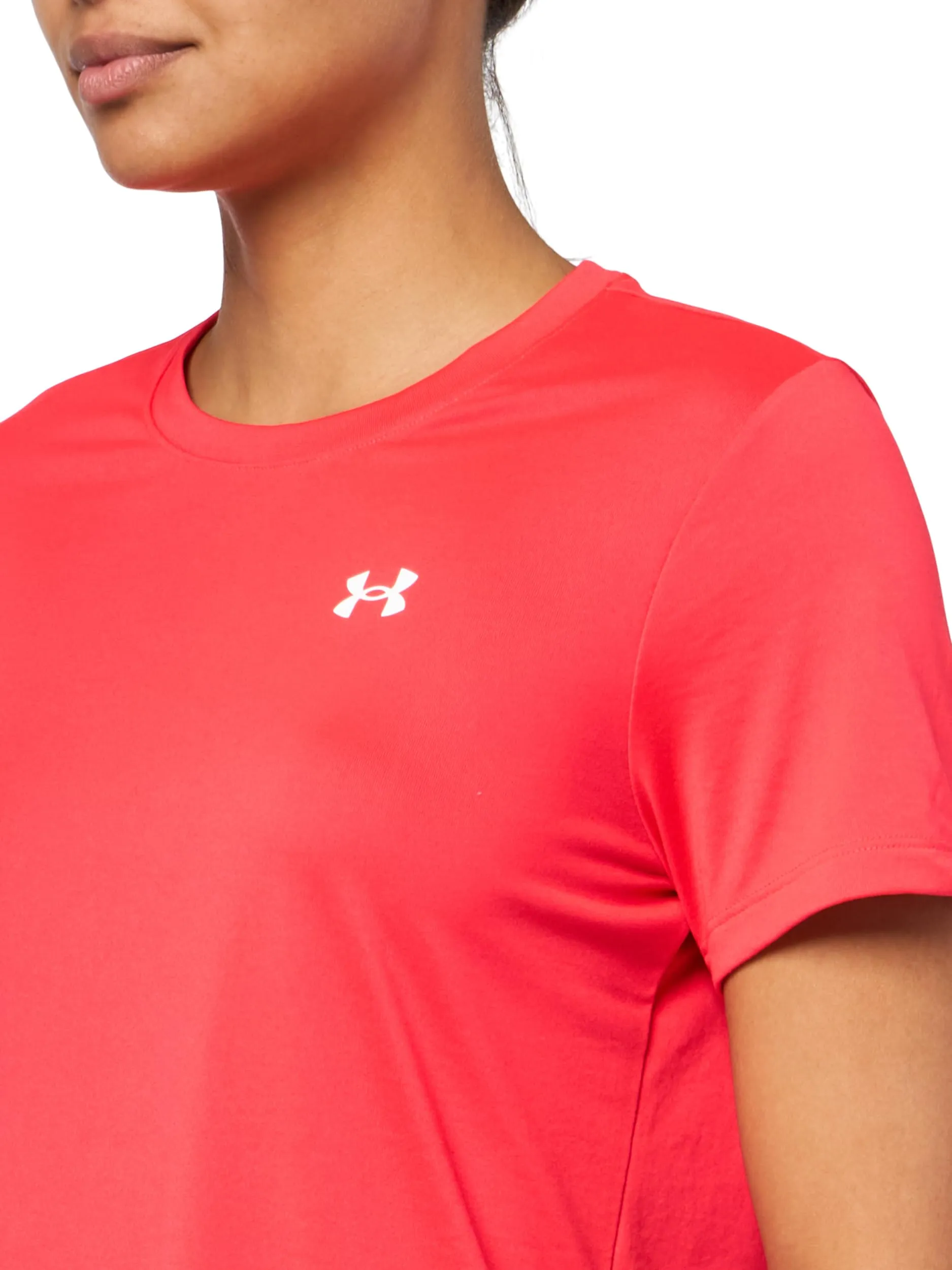 Under Armour Tech Twist Maglietta a Maniche Corte da Donna, Racer Rosso/Bianco, S - immagine 3