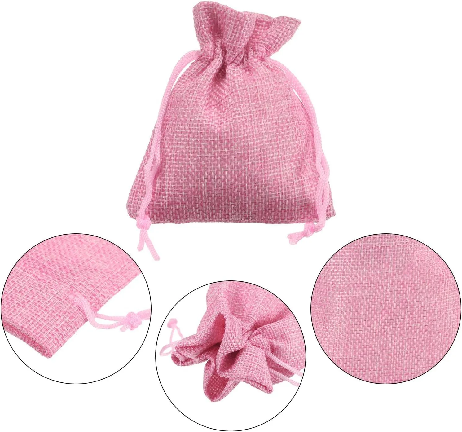 MEISO Sacchetti Juta Portaconfetti con Nastro Raso, 30 Pezzi, Rosa - immagine 3