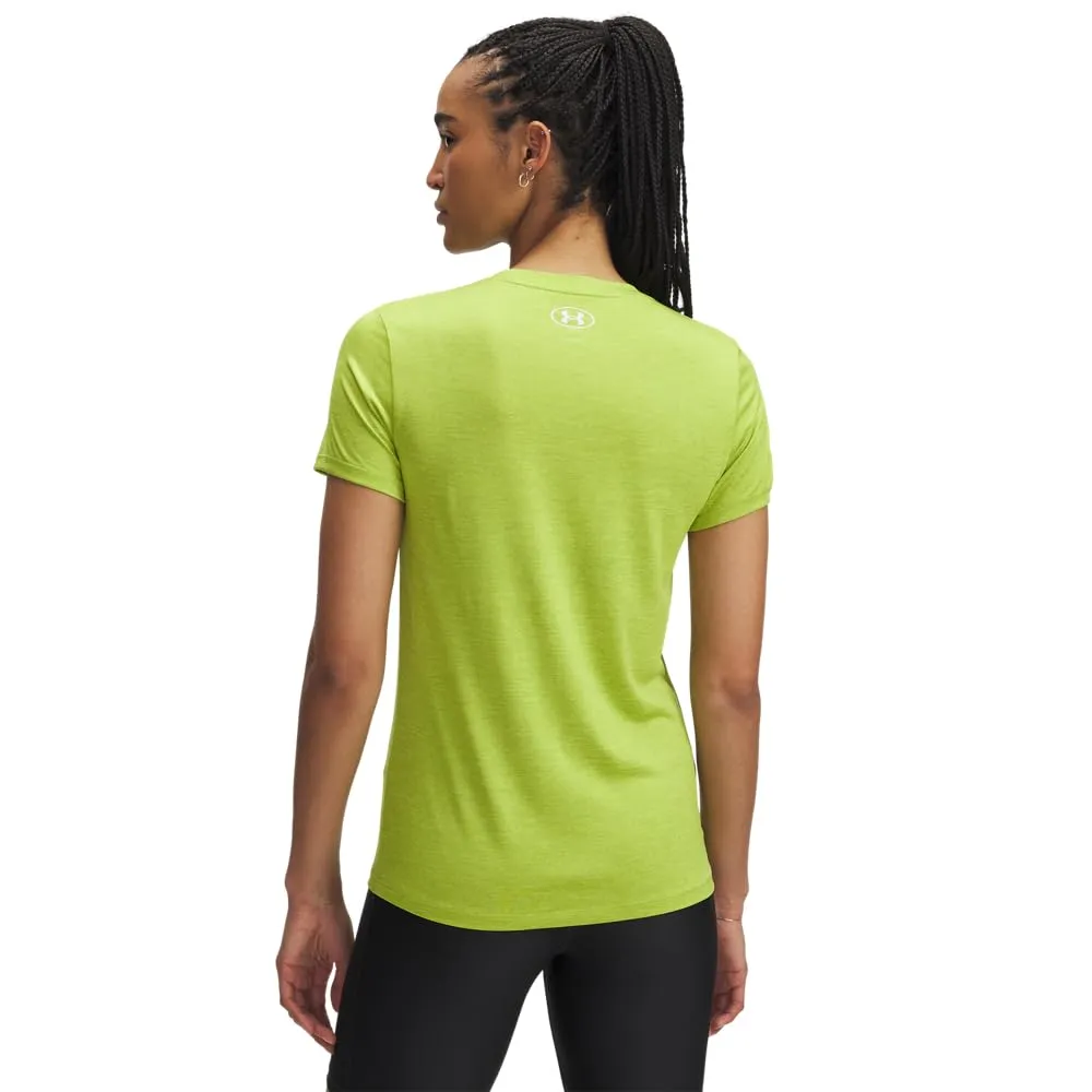 Under Armour Tech Twist Maglietta a Maniche Corte da Donna, Green Vibe/Bianco, L - immagine 2