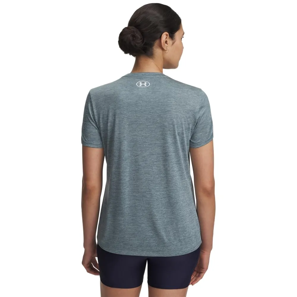 Under Armour Maglietta a Maniche Corte Tech Twist da Donna, Jasper Blu/Bianco, S - immagine 2