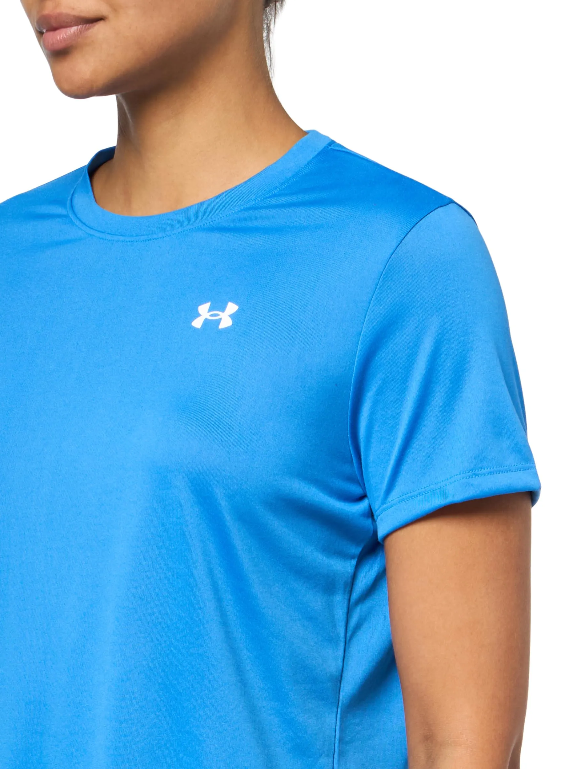 Under Armour Maglietta Tecnica a Maniche Corte da Donna, Atlantide Blu / Bianco, M - immagine 3