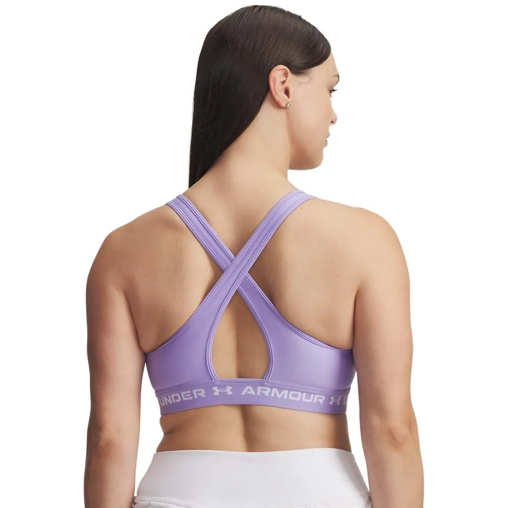 Under Armour Reggiseno Sportivo da Donna Crossback Mid Impact, Trasparente/Bianco, S - immagine 7