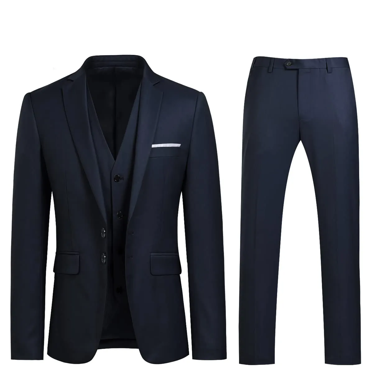 YOUTHUP Abito Uomo 3 Pezzi Slim Fit Blazer Gilet Pantaloni Blu Reale - immagine 1