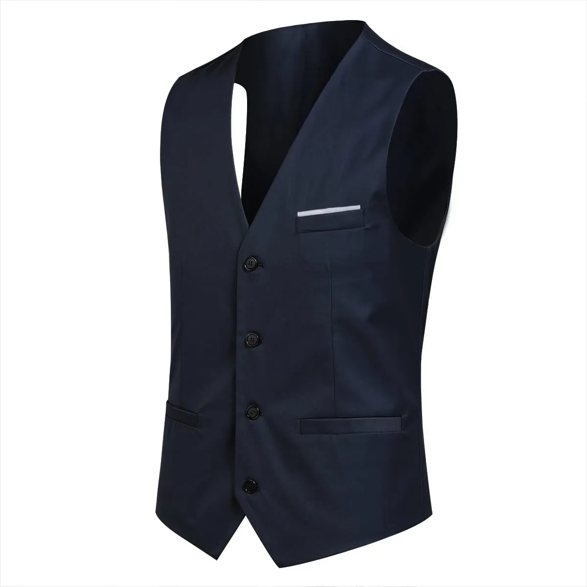 YOUTHUP Abito Uomo 3 Pezzi Slim Fit Blazer Gilet Pantaloni Blu Reale - immagine 4