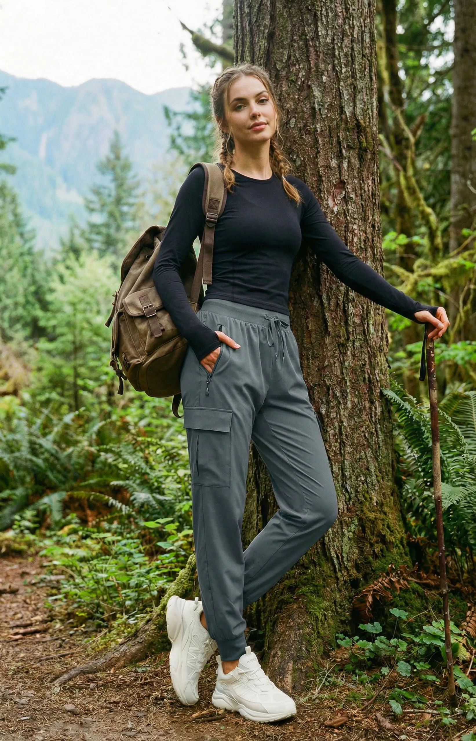 Libin Pantaloni da jogging cargo da donna, Grigio acciaio, XS - immagine 2