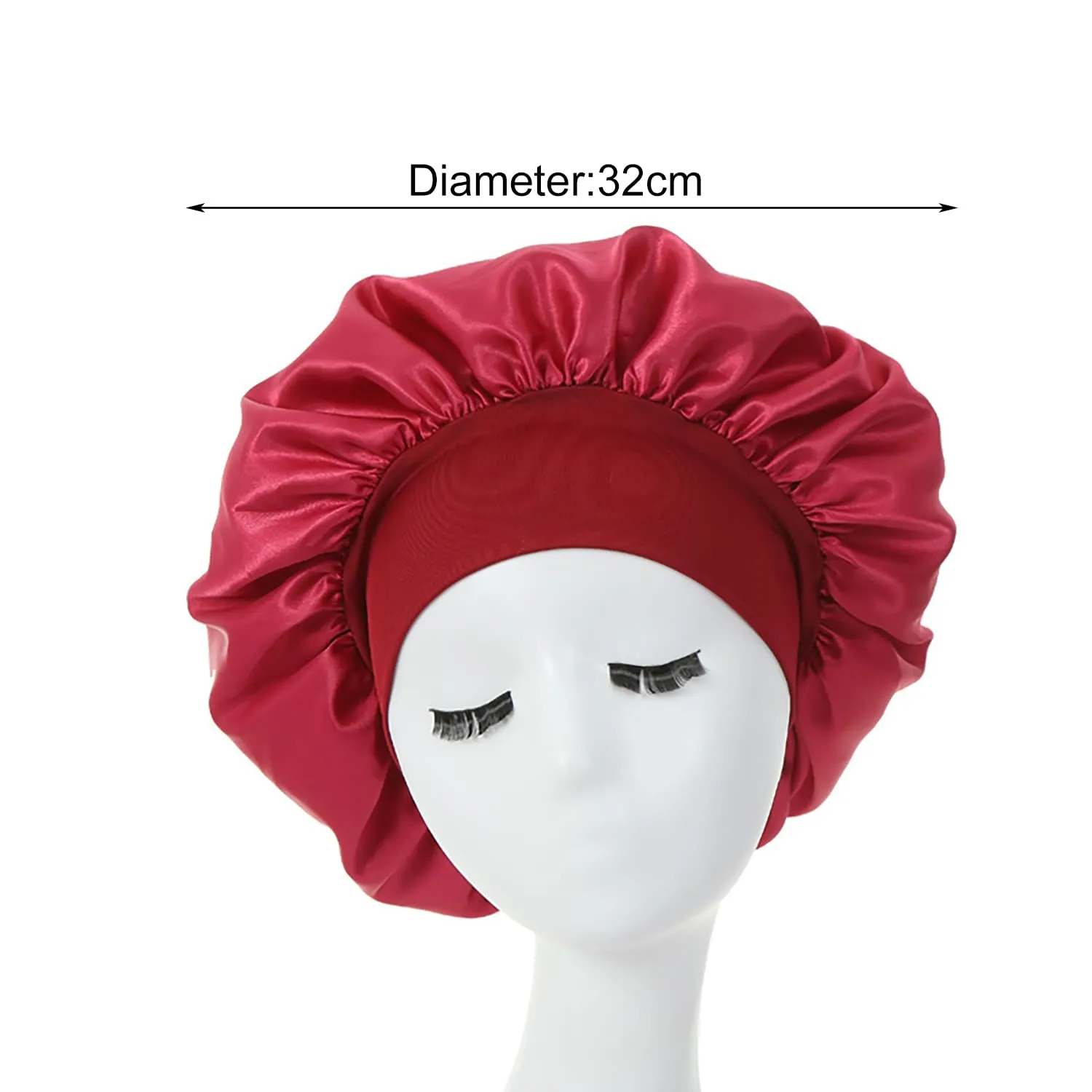 iLamvie Cuffia in Seta per Capelli Ricci, Berretto da Notte in Raso Elastico per Donna e Ragazza (Rosso) - immagine 7