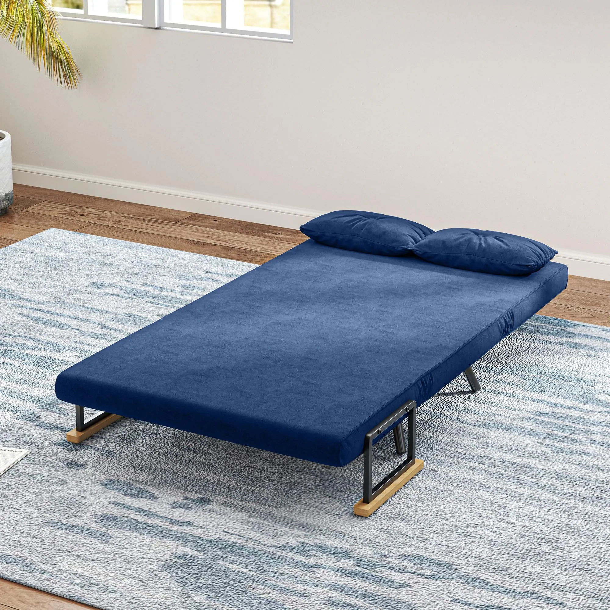 HOMCOM Divano Letto 2 Posti Schienale Regolabile 5 Livelli Blu - immagine 6