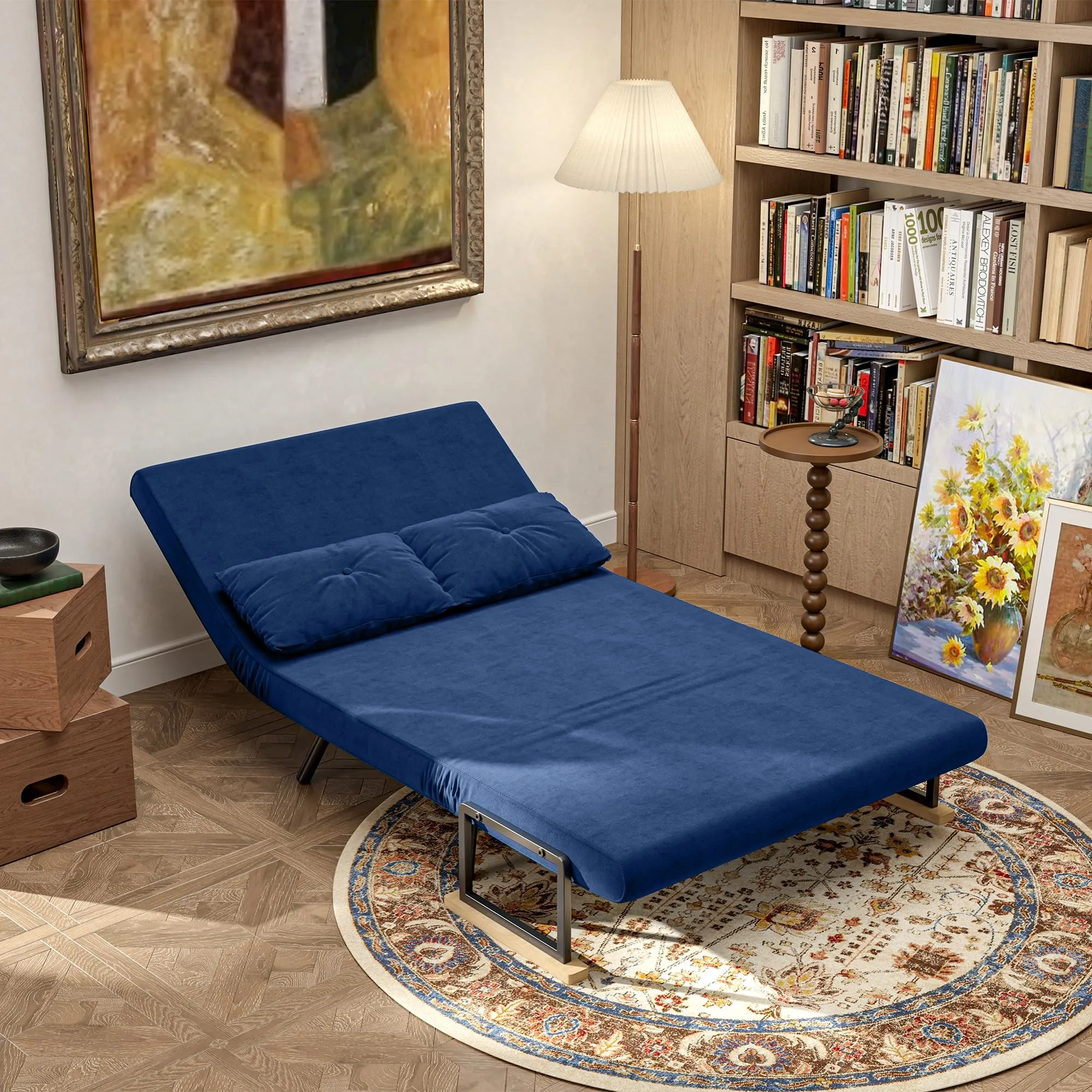 HOMCOM Divano Letto 2 Posti Schienale Regolabile 5 Livelli Blu - immagine 9