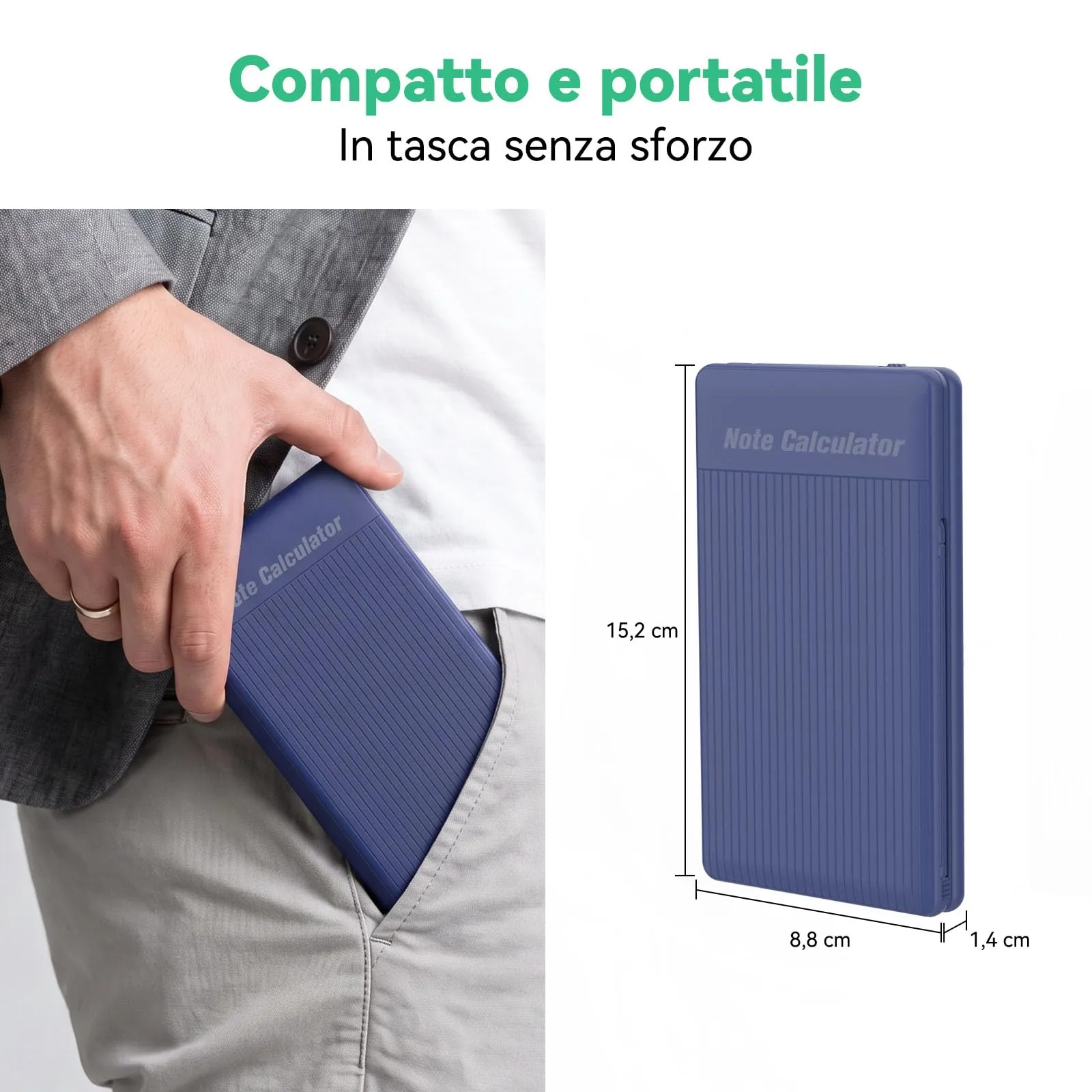 NEWYES Calcolatrice con Tavoletta da Scrittura e Penna, Alimentazione Solare e Batteria (Blu) - immagine 6