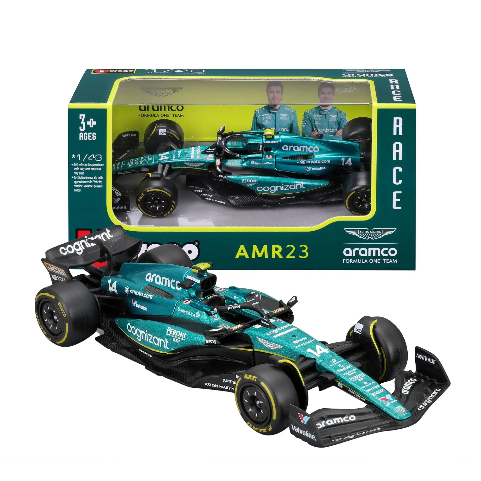 Bburago Aston Martin AMR23 #14 Alonso 1:43 Diecast Replica - immagine 1