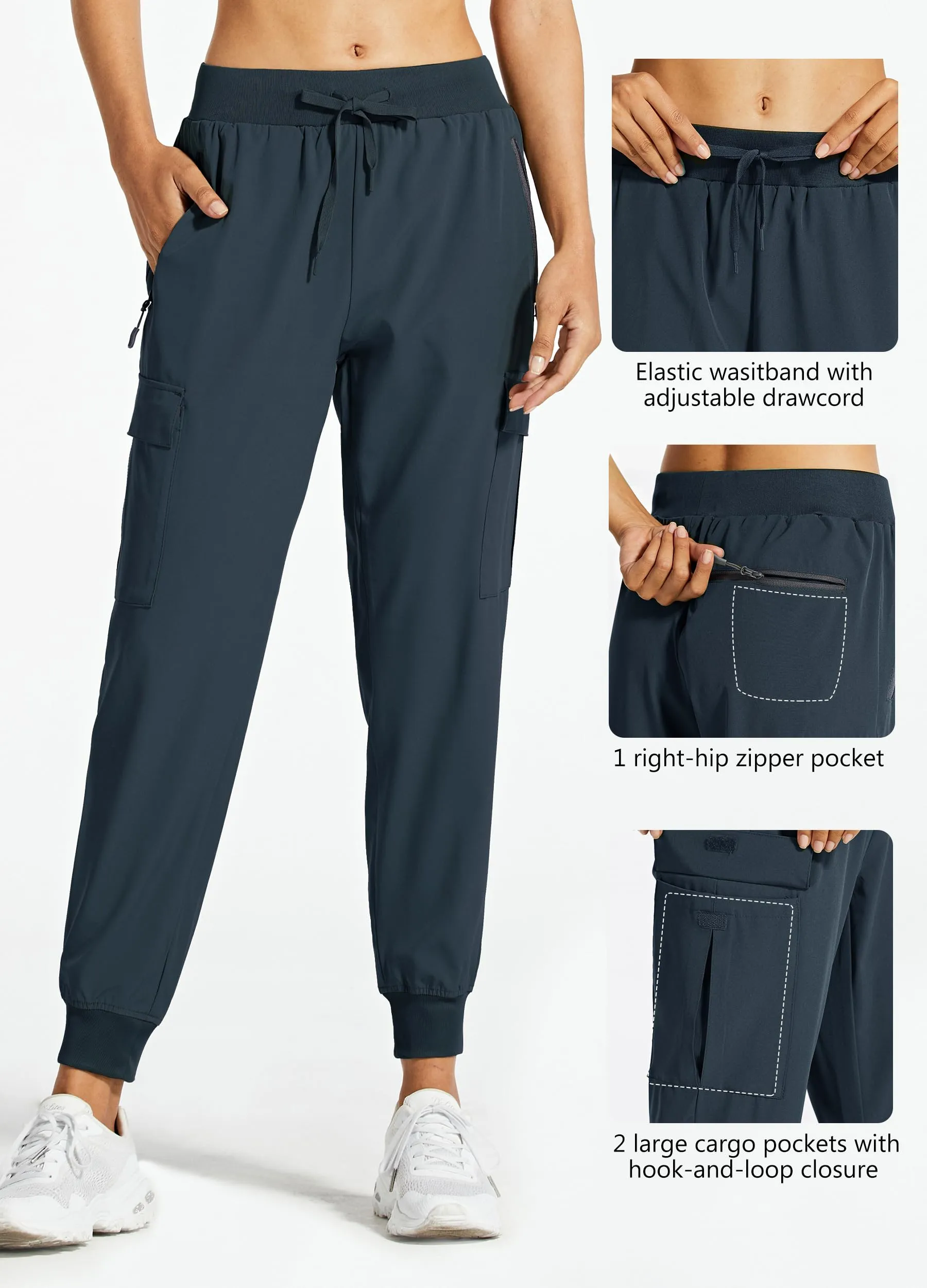 Libin Pantaloni Trekking Donna Cargo Jogger Estivi 27" Blu Navy 3XL Petite - immagine 4