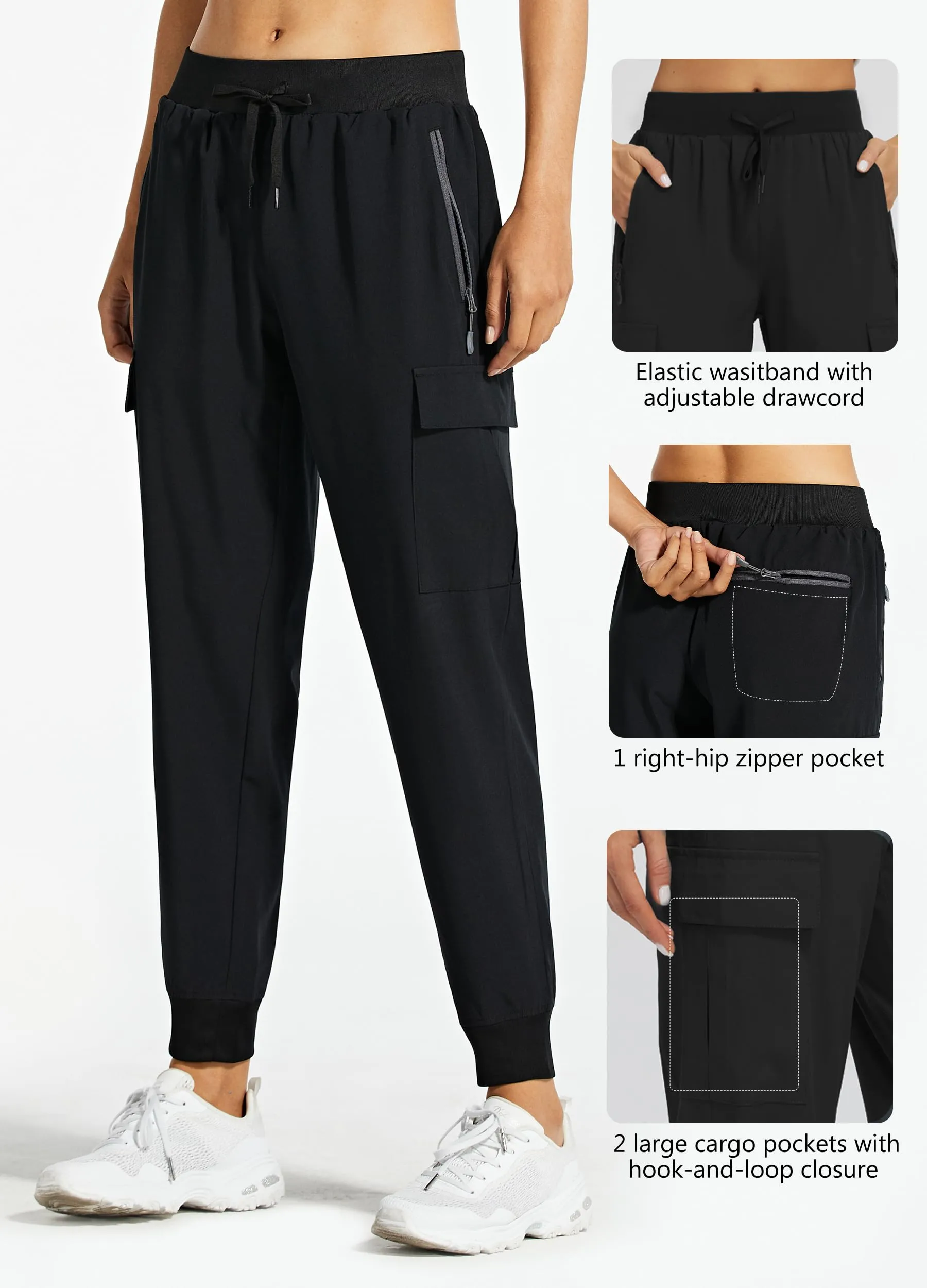 Libin Pantaloni Trekking Donna Cargo Jogger Estivi 27" Nero XL Petite - immagine 4