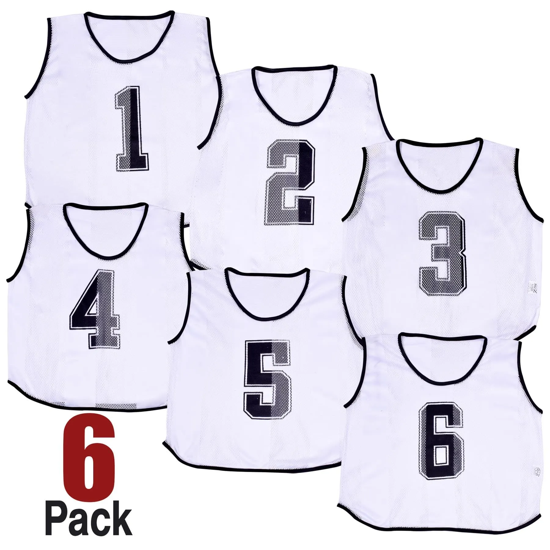 A2Z 4 Kids Bavaglini Allenamento Gilet Sportivi Numerati, 6 Confezione, Bianco, 9-14 Anni - immagine 2