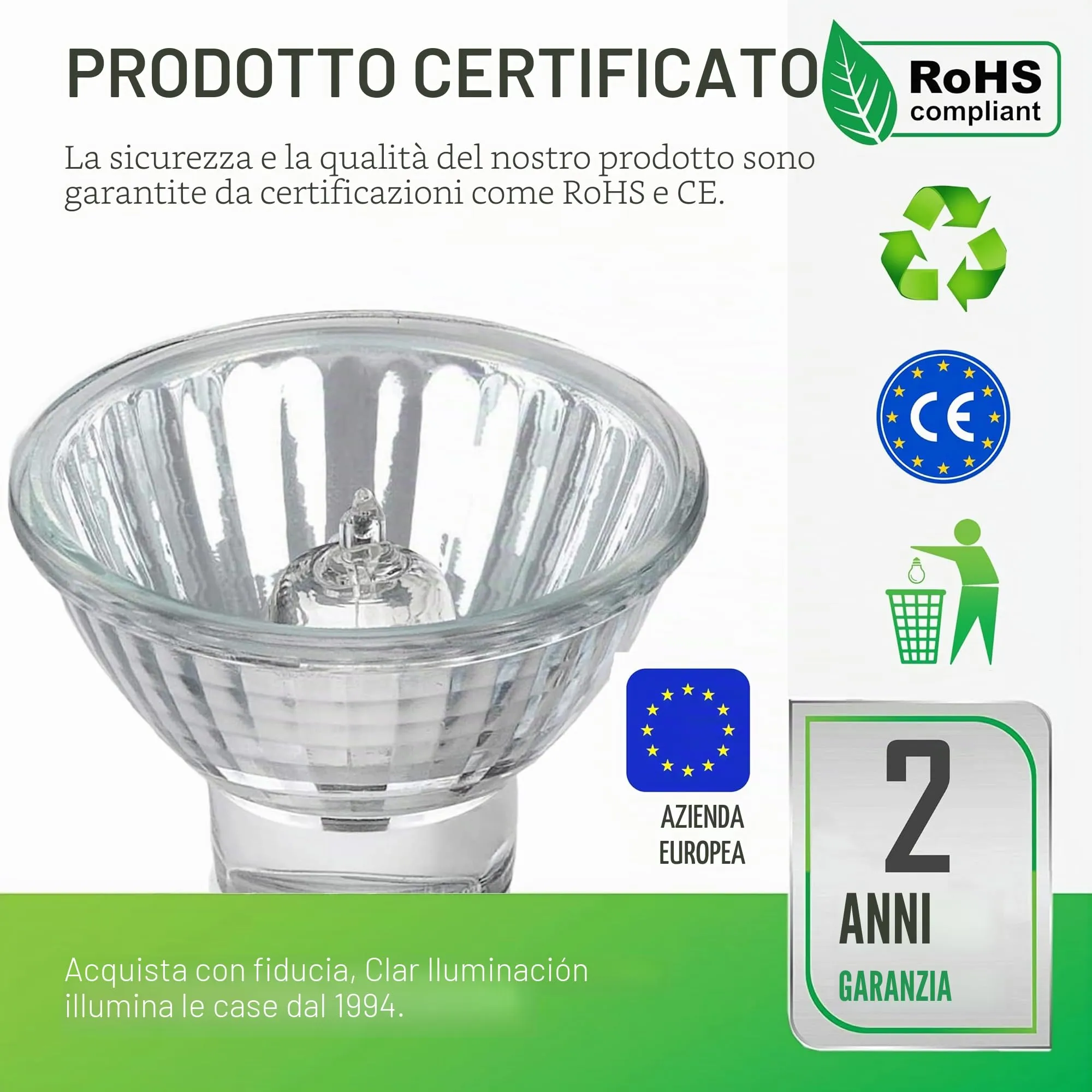 CLAR MR11 GU4 Halogen Bulb 12V 20W (Pack 20) - immagine 3
