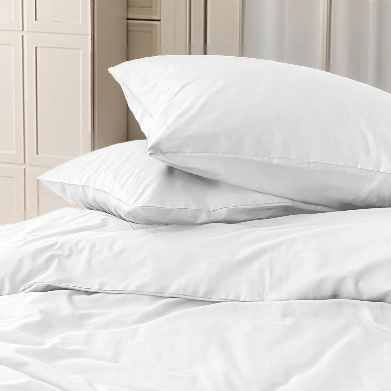 Cotopuro Set Copripiumino Matrimoniale 100% Cotone 250x200 con 2 Federe 50x80, Bianco - immagine 3