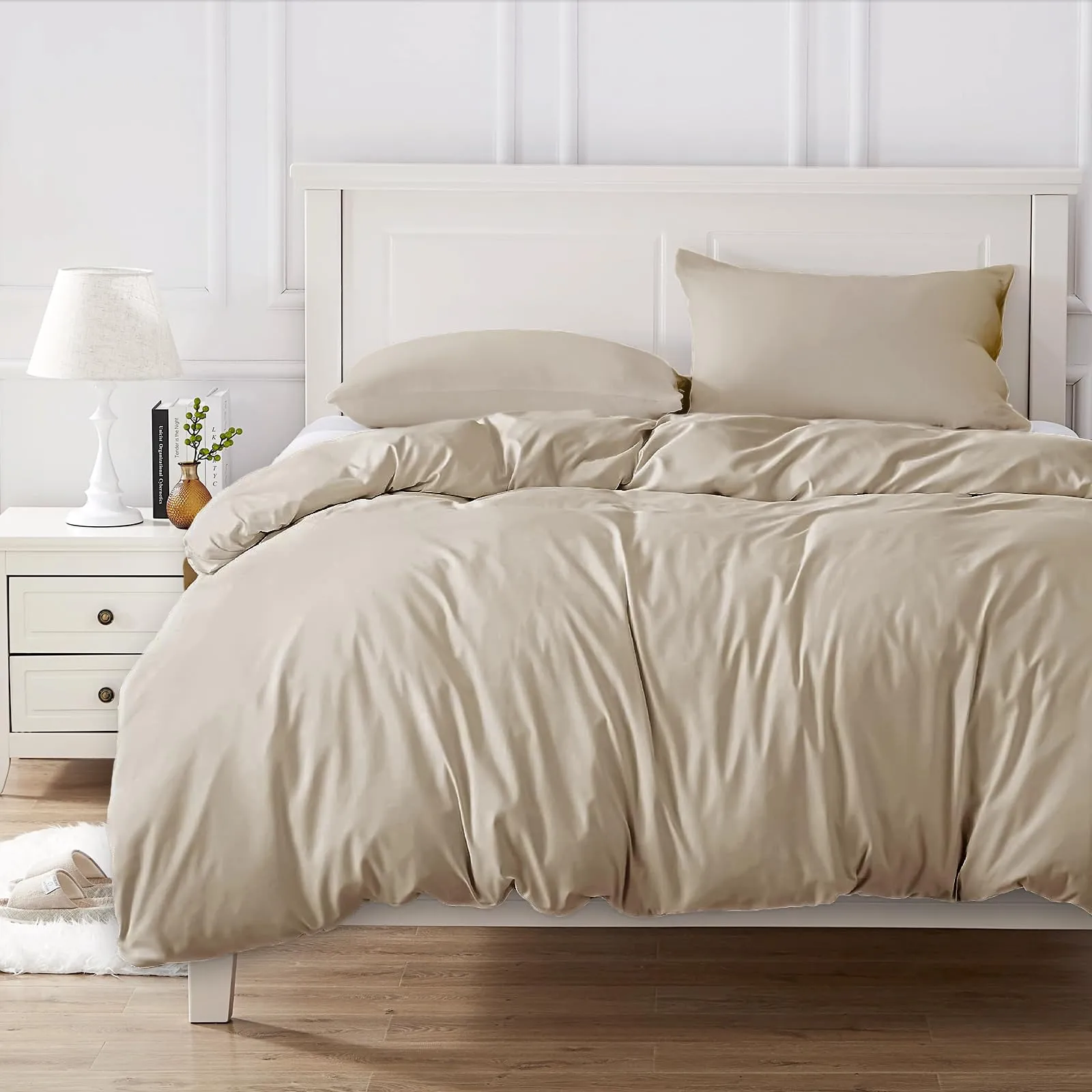 Cotopuro Set Copripiumino Matrimoniale 100% Cotone 250x200 con 2 Federe 50x80, Beige - immagine 6