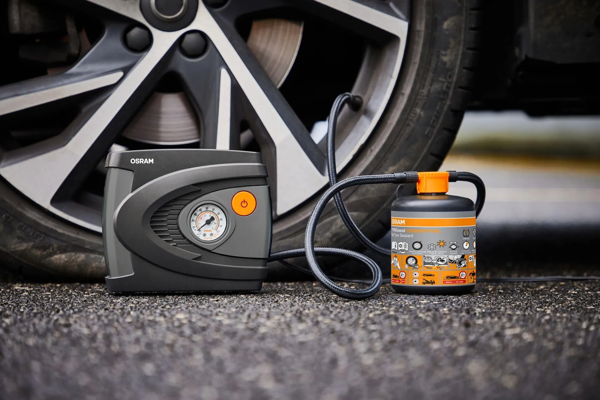 OSRAM TYREseal Kit Essential - Sigillante per Pneumatici 450 ml e Gonfiatore Analogico, TPMS Safe, Custodia Inclusa - immagine 8