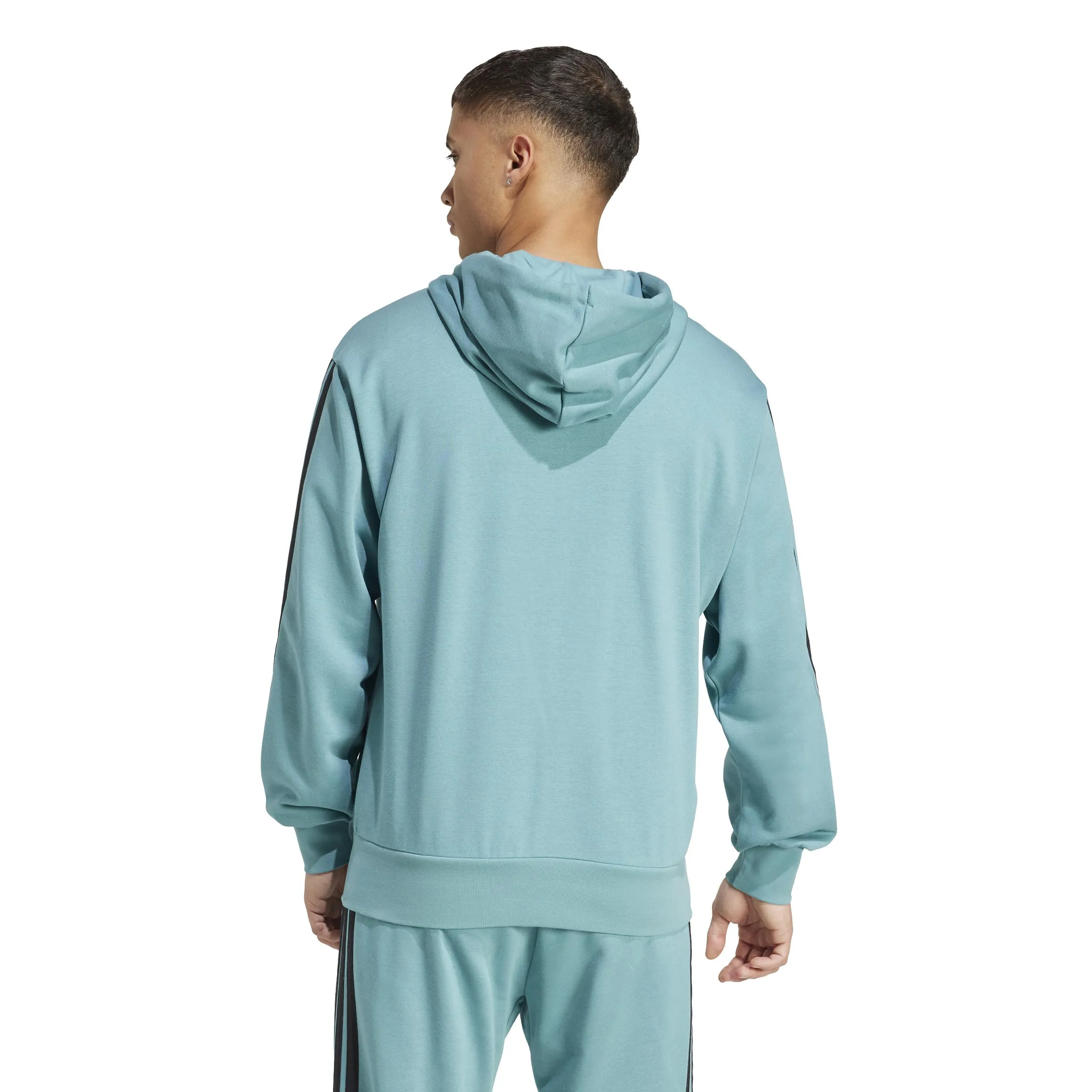 adidas Essential Three Stripes French Terry Fullzip Hoodie, Powder Teal/Black, 3XL Tall - immagine 2
