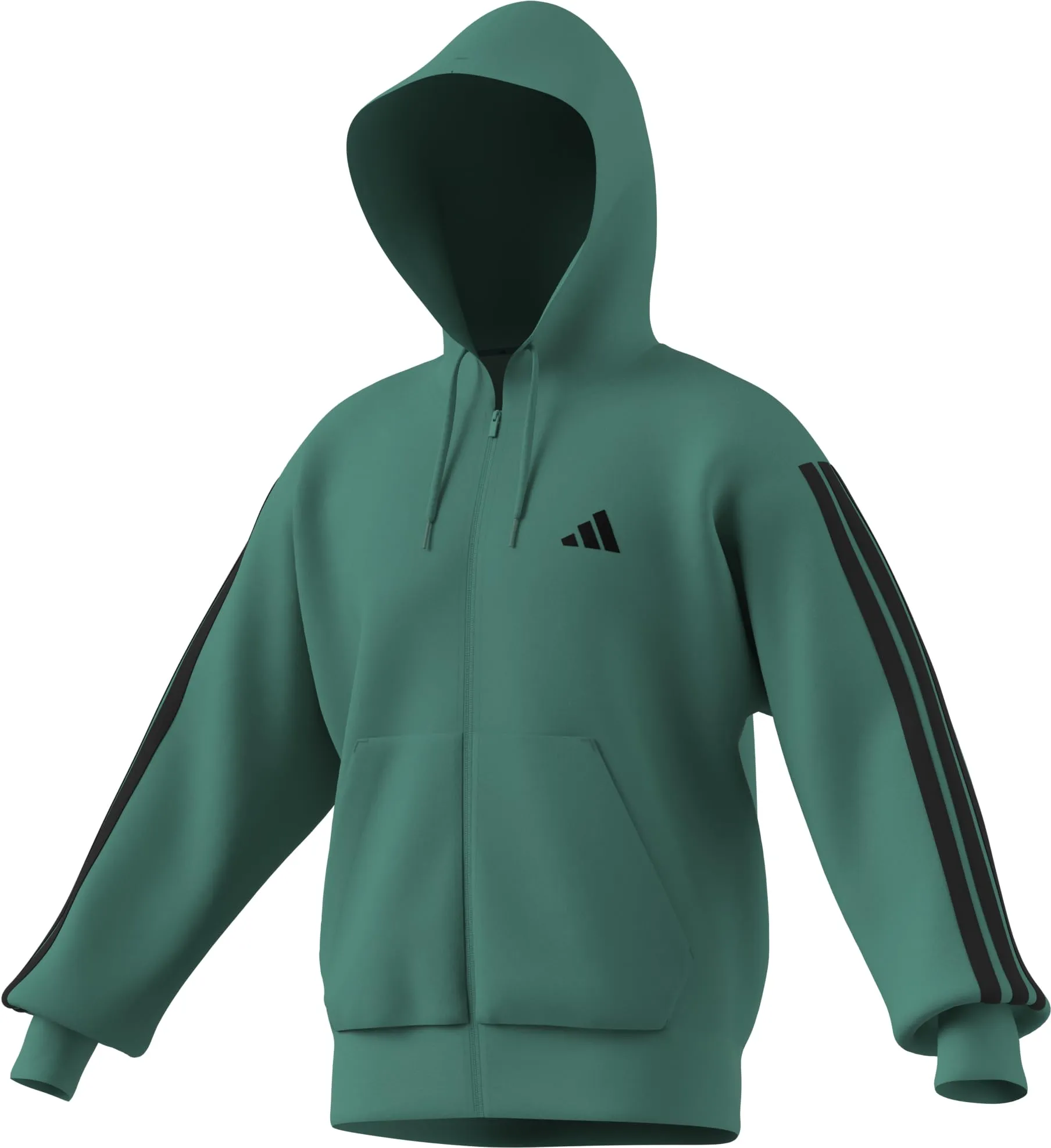 adidas Essential Three Stripes French Terry Fullzip Hoodie, Powder Teal/Black, 3XL Tall - immagine 7