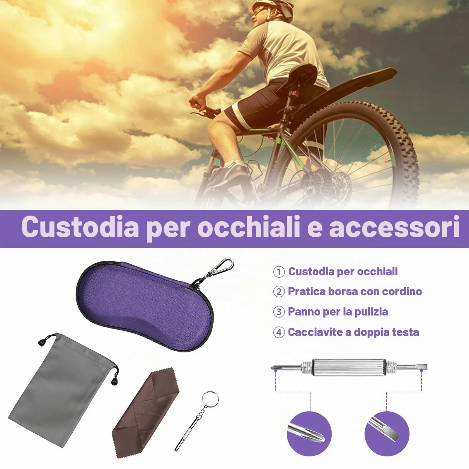 FINTIE Custodia Occhiali Rigida in EVA Viola AGSB207SM - immagine 2