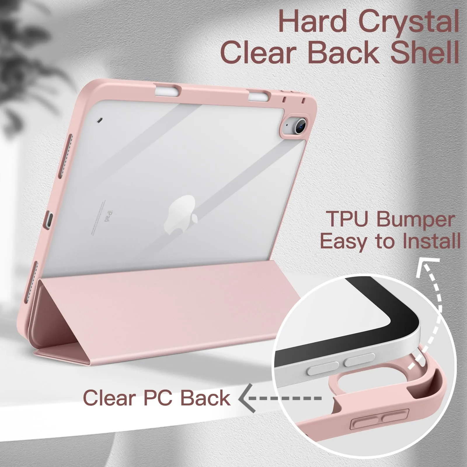 JETech Custodia per iPad 11ª/10ª Gen, Rosa Sabbia - immagine 3