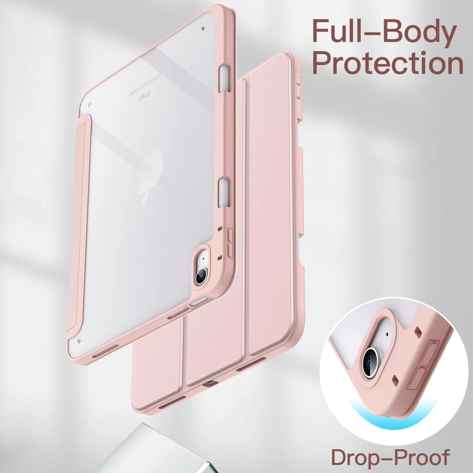 JETech Custodia per iPad 11ª/10ª Gen, Rosa Sabbia - immagine 4