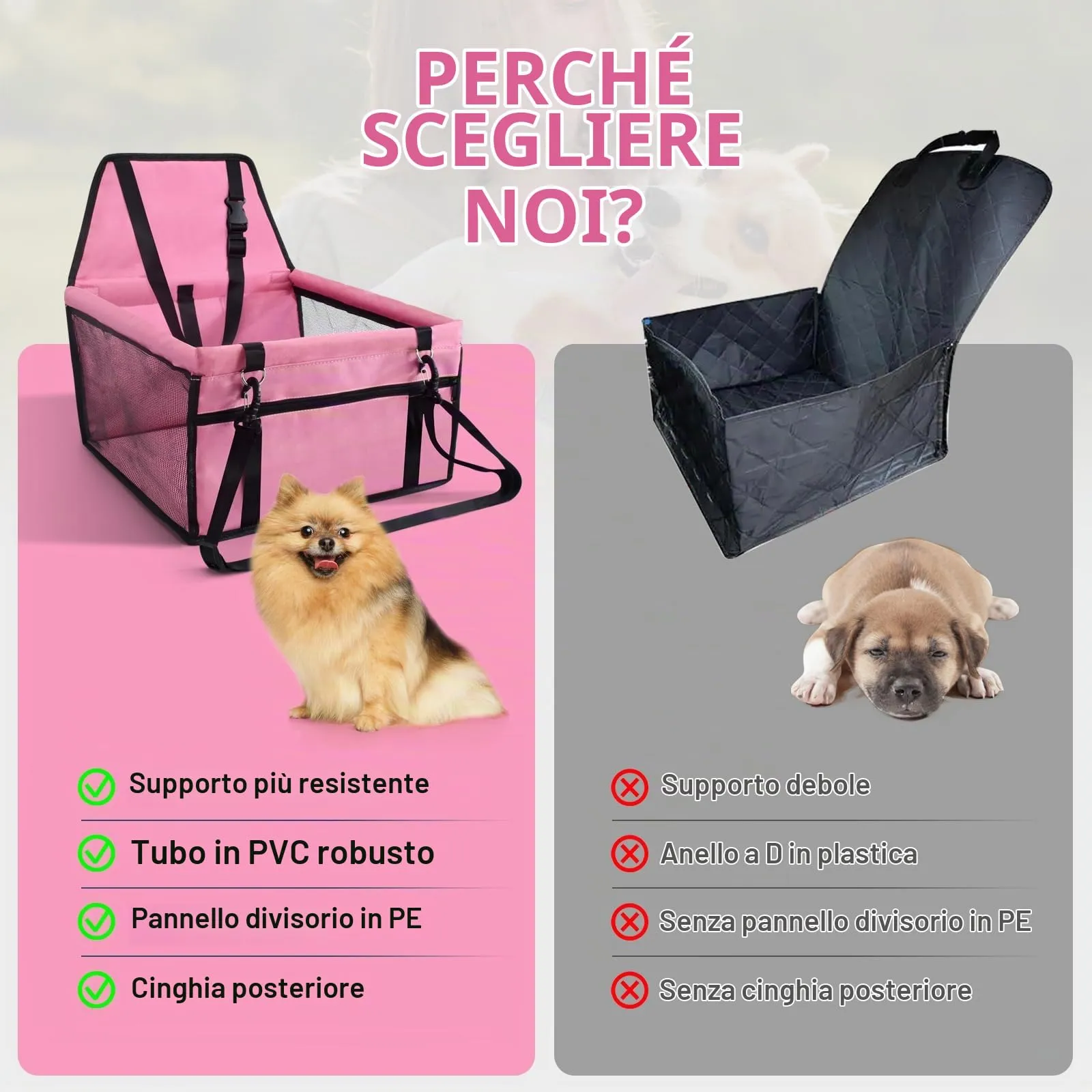 CIMOYBAI Seggiolino per cani di piccola e media taglia, Oxford traspirante e lavabile, pieghevole, rosa - immagine 3