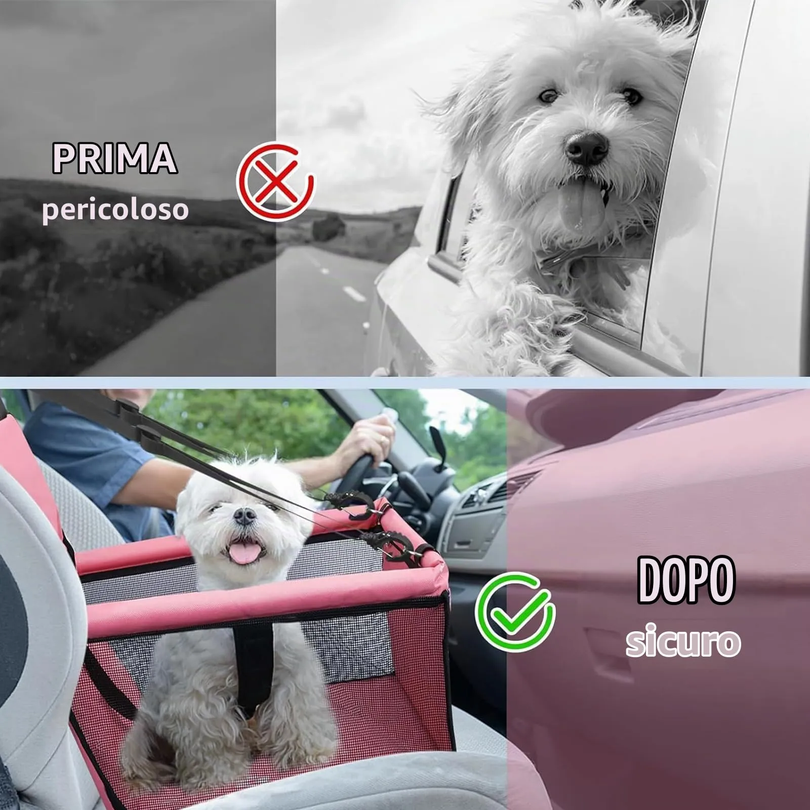 CIMOYBAI Seggiolino per cani di piccola e media taglia, Oxford traspirante e lavabile, pieghevole, rosa - immagine 6