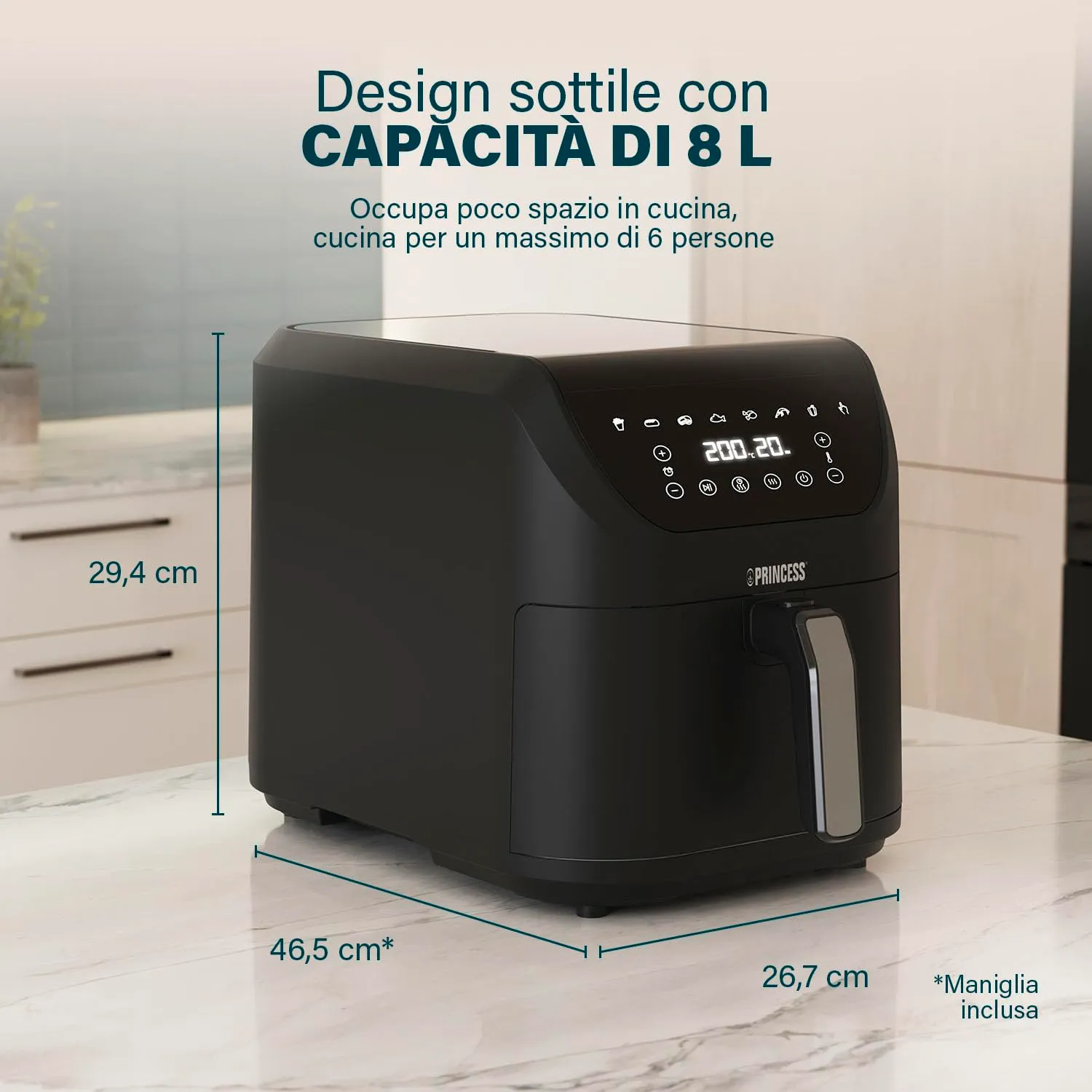 Princess SlimFry Friggitrice senza olio 8 L, 8 programmi, 2000 W - 182256 - immagine 2