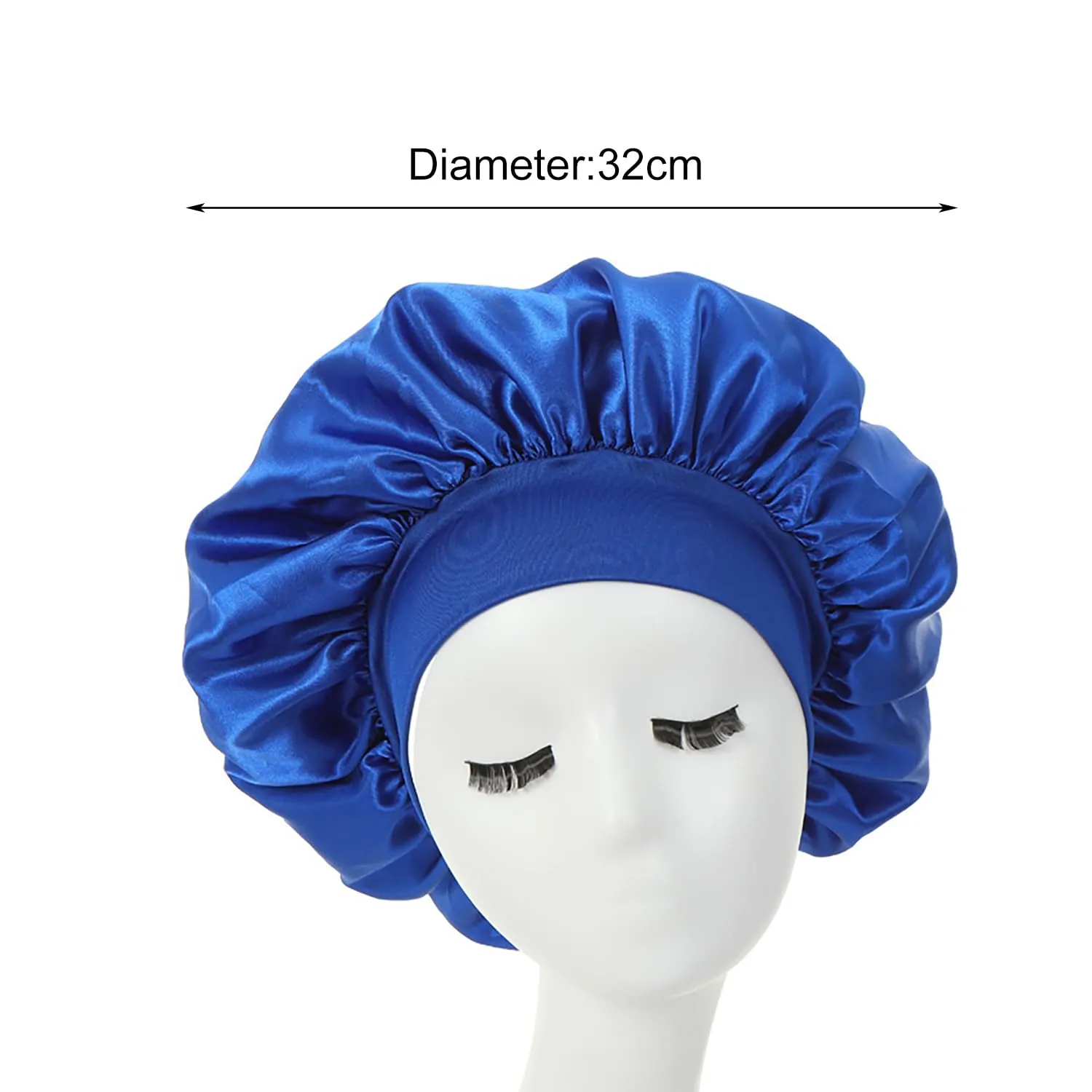 iLamvie Cuffia in Seta per Capelli Ricci, Berretto da Notte in Raso Elastico (Blu) - immagine 7