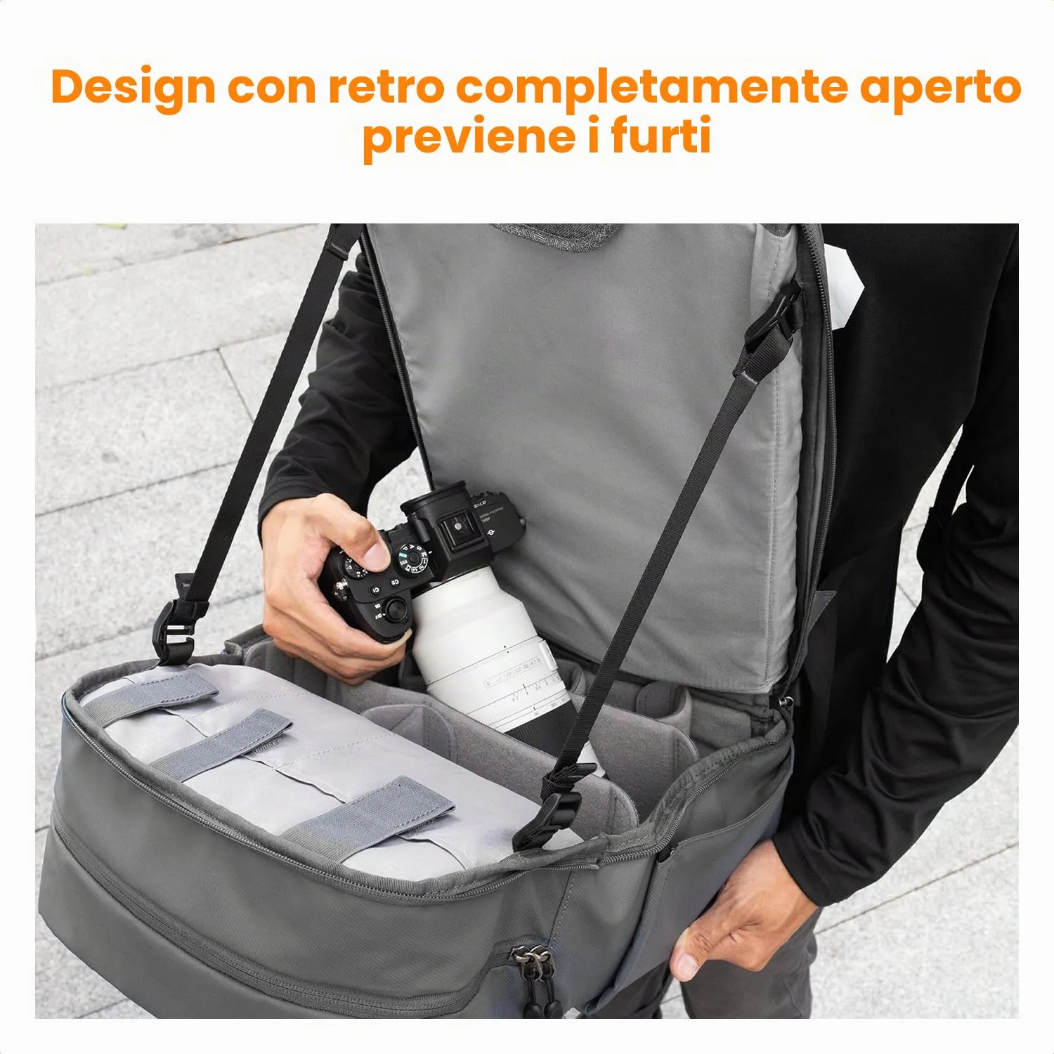K&F Concept Zaino per Fotocamera Professionale 20L con Copertura Antipioggia e Scomparto per Laptop 15.6 Pollici - immagine 6