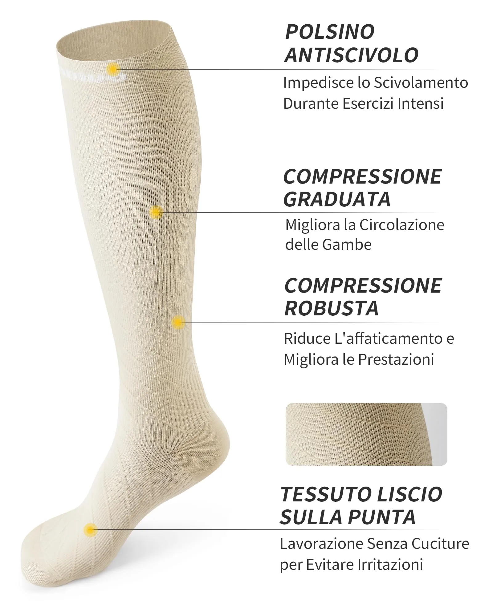 Cambivo Calze a Compressione Graduata 20-30 mmHg per Donna e Uomo, 2 Paia - immagine 3