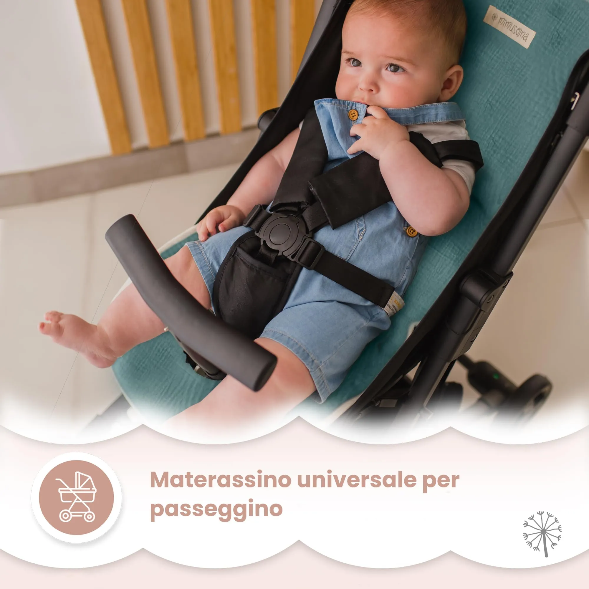 MIMUSELINA Materassino Passeggino Universale 100% Cotone OEKO-TEX, 34×84 cm - immagine 2