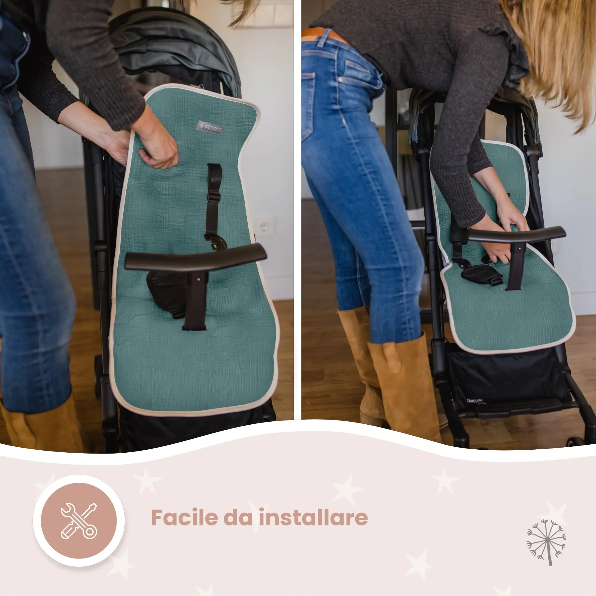 MIMUSELINA Materassino Passeggino Universale 100% Cotone OEKO-TEX, 34×84 cm - immagine 3