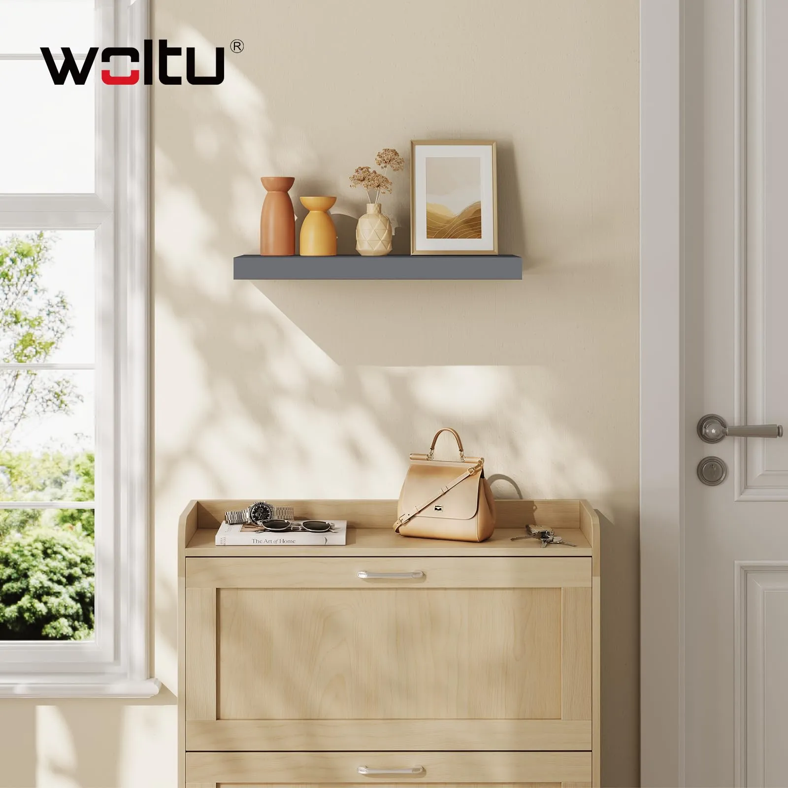 WOLTU Mensola da Muro Rettangolare in Legno Grigio Scuro 50cm RG9368dgr - immagine 6