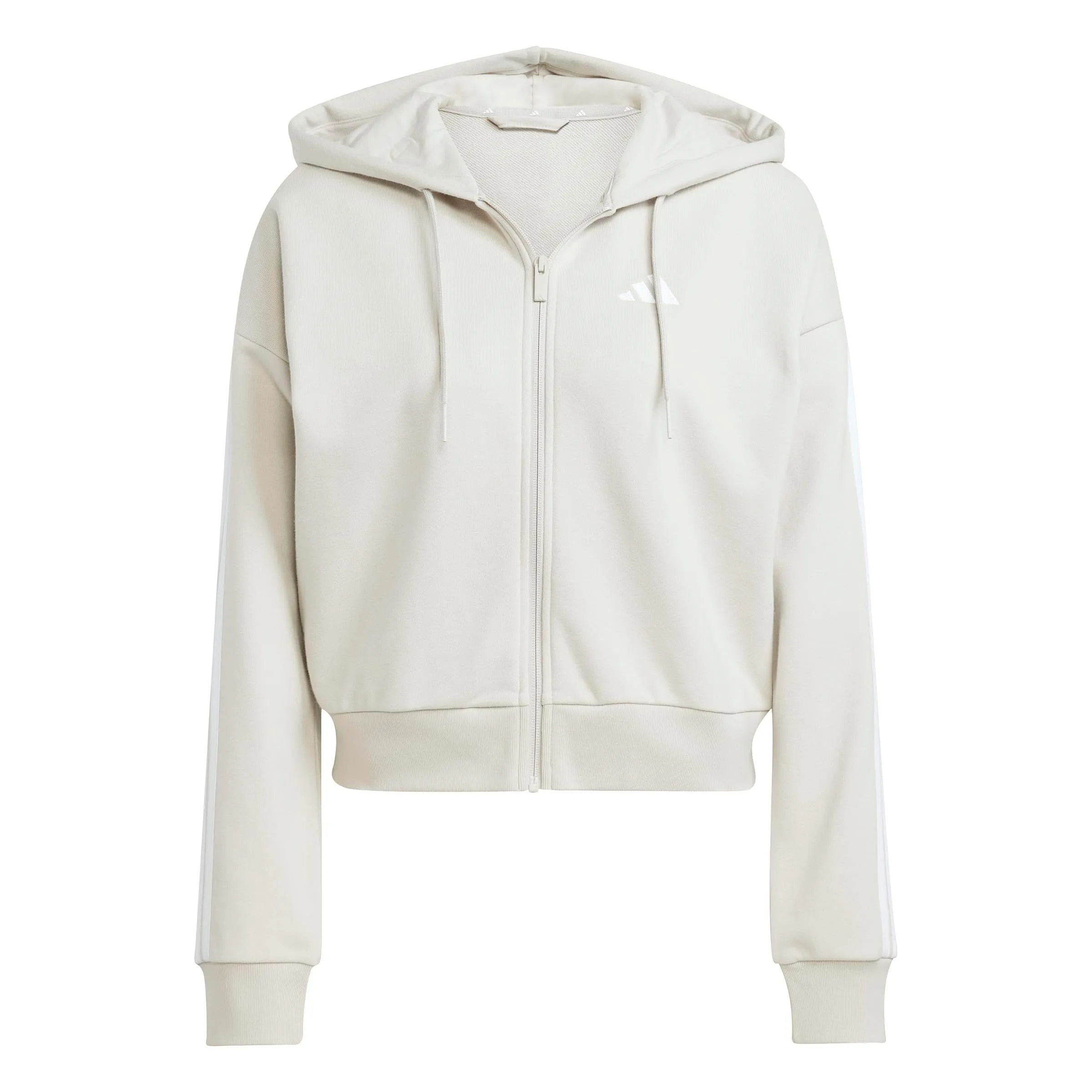 adidas Donna Essentials 3-Stripes French Terry Full Zip Hoodie, Wonder Alumina/White, XL - immagine 1