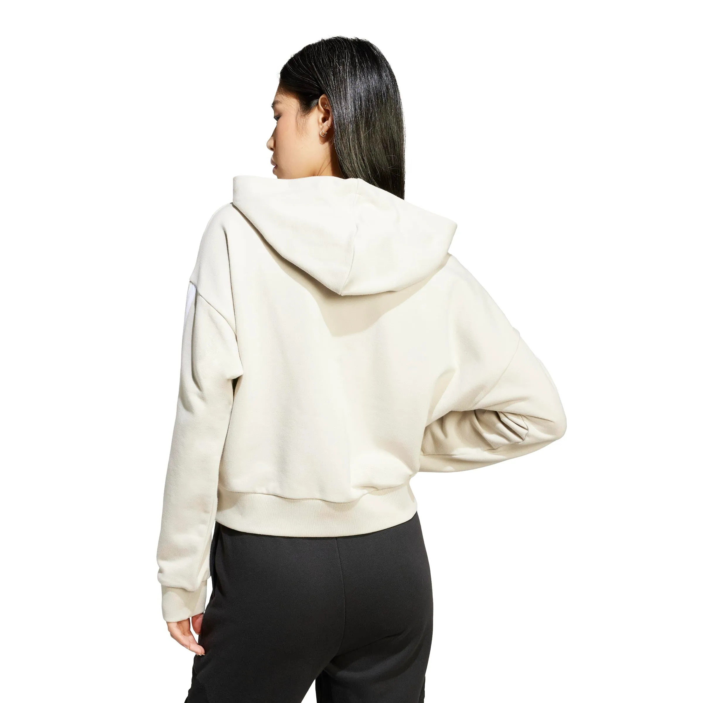 adidas Donna Essentials 3-Stripes French Terry Full Zip Hoodie Sweatshirt, Wonder Alumina/White, M - immagine 2