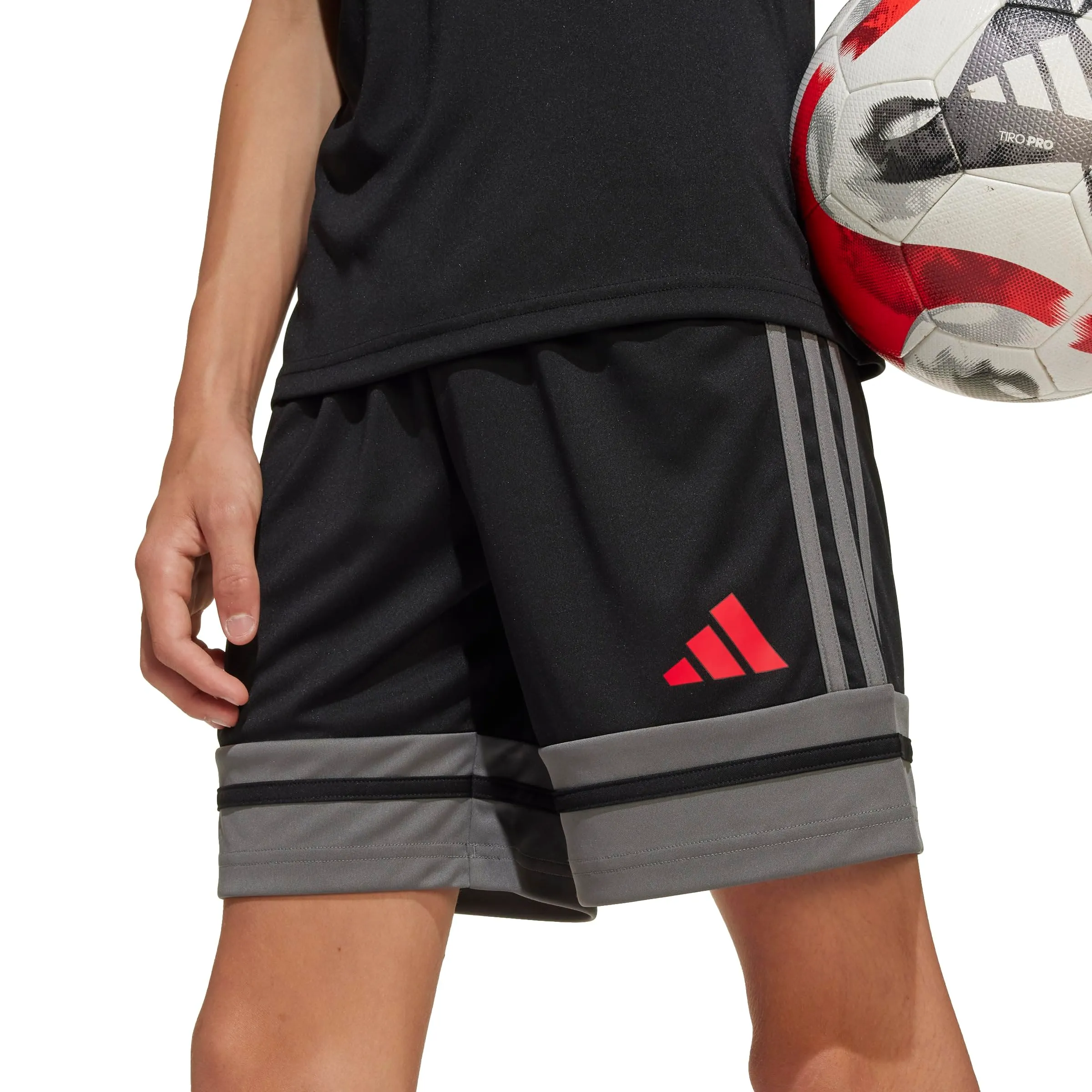 Adidas Squadra 25 Kids Shorts, Black/Team Grey Four/Pure Ruby, 9-10 Years - immagine 5
