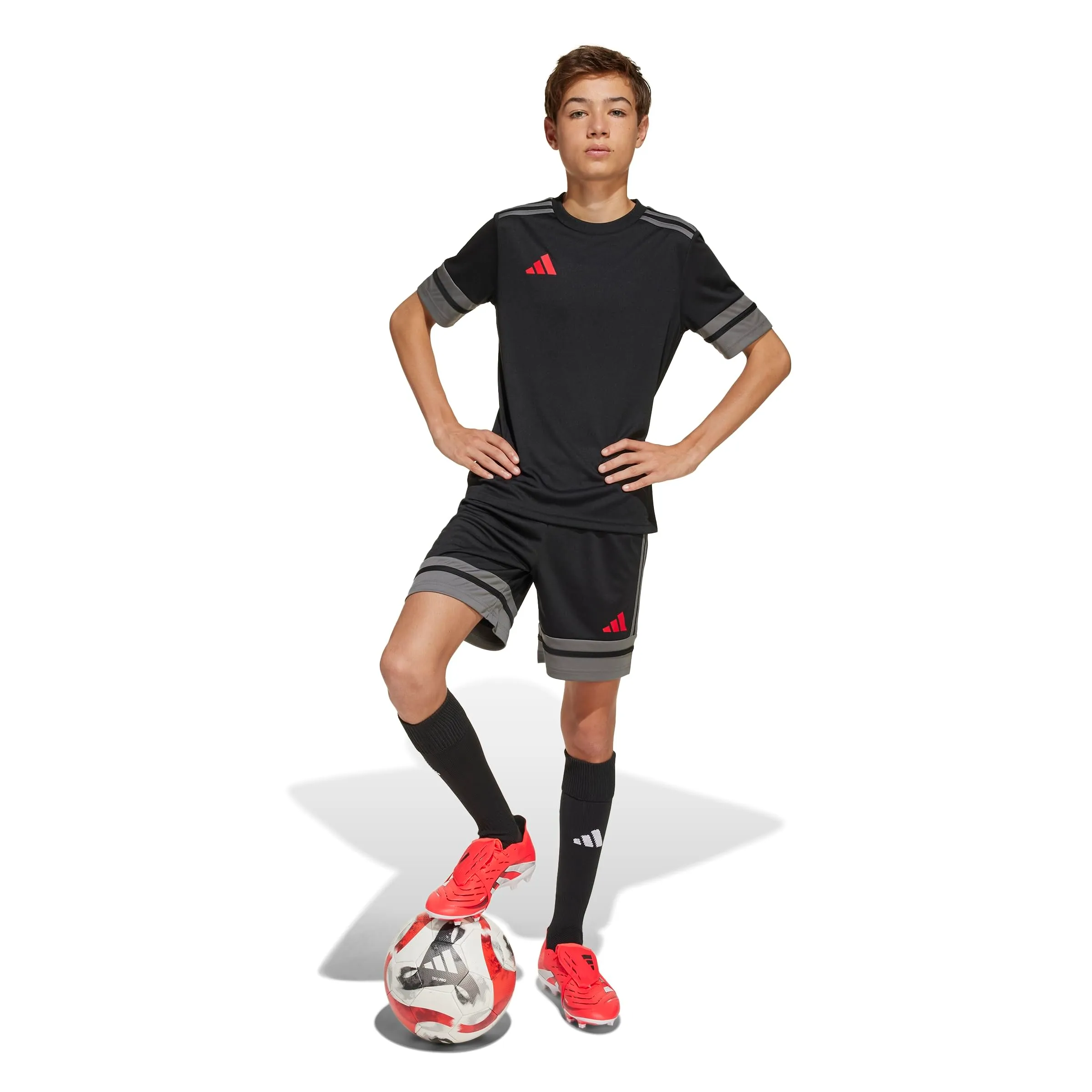 Adidas Squadra 25 Kids Shorts, Black/Team Grey Four/Pure Ruby, 9-10 Years - immagine 7