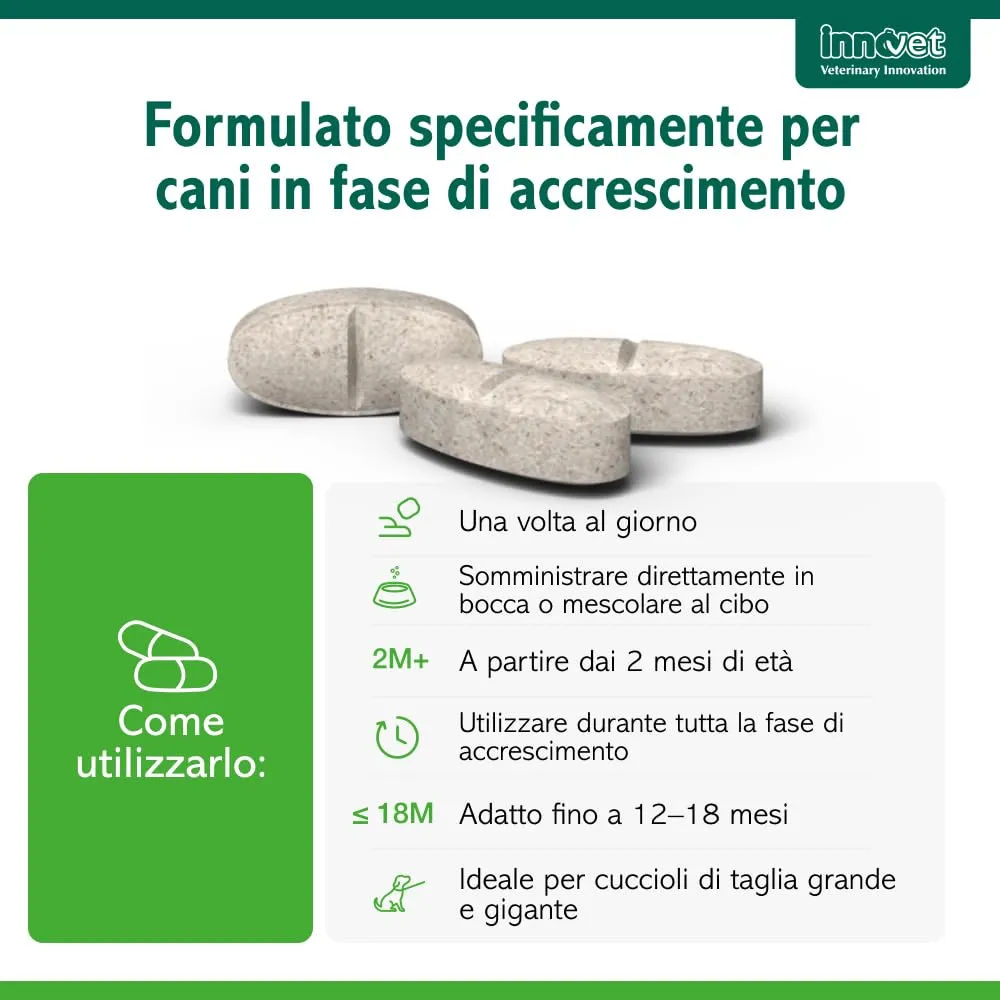 Innovet Condrogen Puppy Alimento Complementare per Articolazioni Cuccioli Taglia Grande e Gigante, 90 Compresse - immagine 4