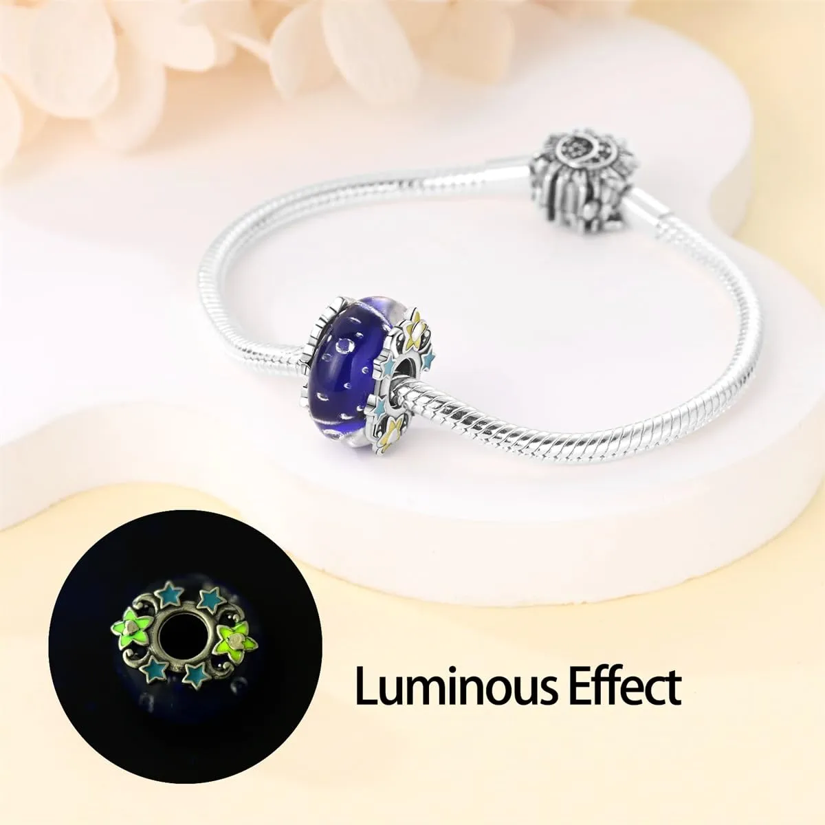 Pandach Bead Charm Ciondolo Argento Sterling 925 con Cubic Zirconia per Braccialetti e Collane Europei - immagine 3