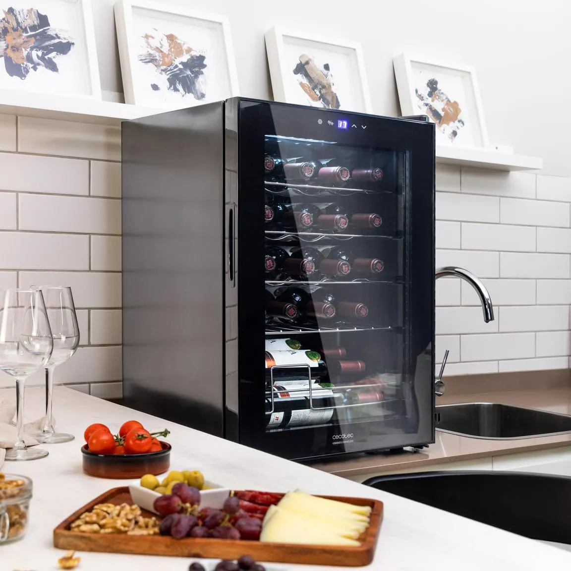 Cecotec Bolero GrandSommelier 2050 Black Compressor Wine Cooler, 20 Bottles, 5-18ºC, Touch Control - immagine 5