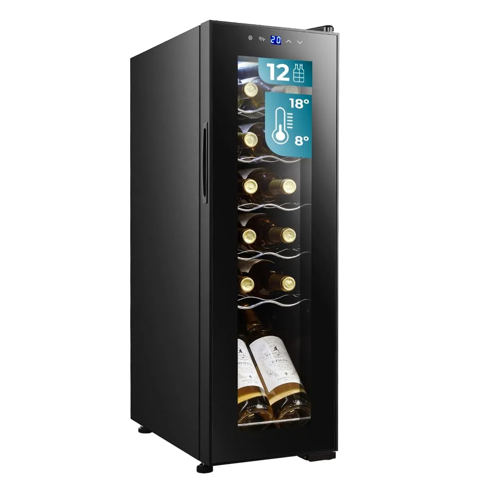 Cecotec Bolero GrandSommelier 1250 CoolCrystal Compressor, 12 Bottiglie, 8-18ºC, LED, 25,2x45x79,5 cm - immagine 1