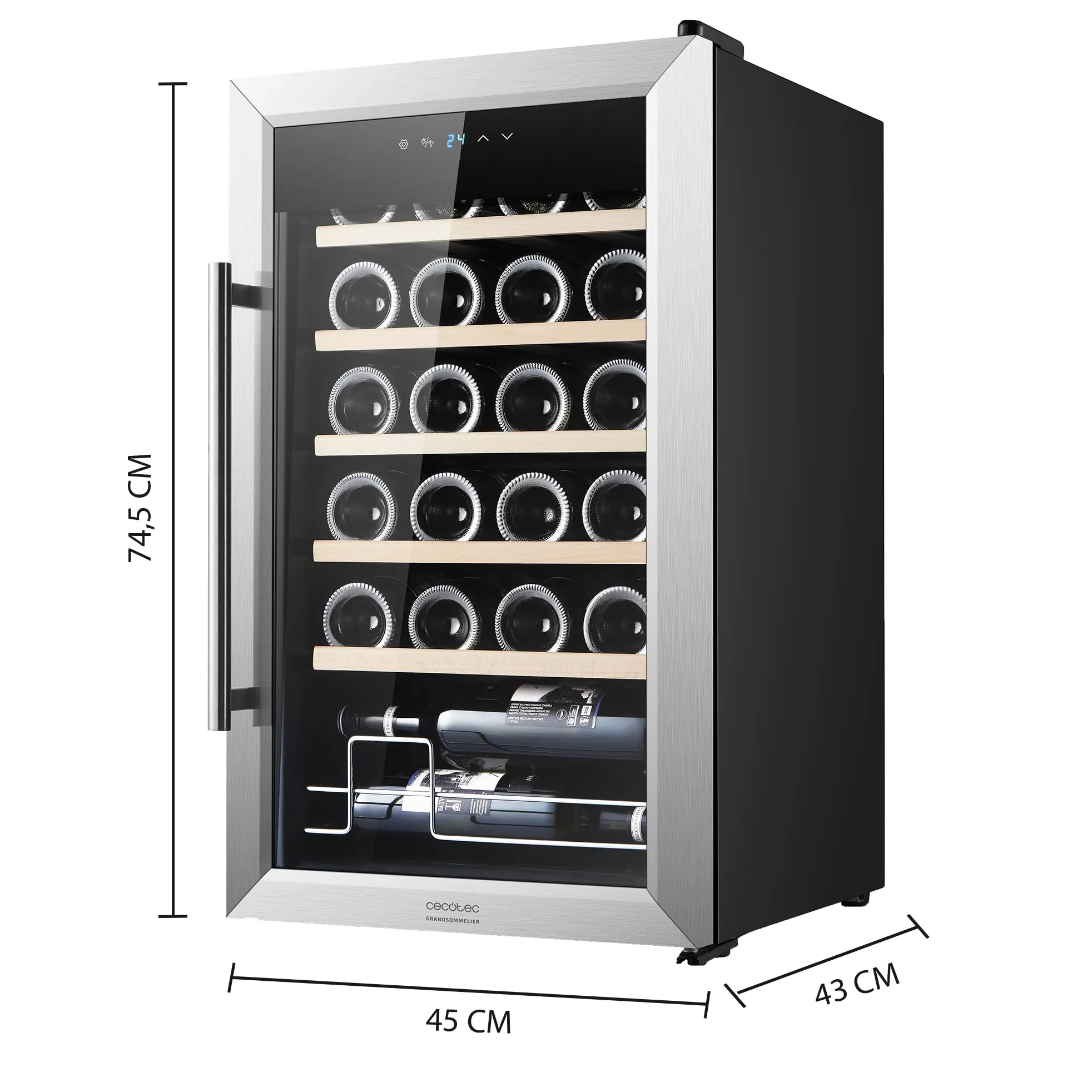 Cecotec Bolero GrandSommelier 2450 Inox Compressor - Frigorifero per Vini 24 Bottiglie - immagine 2