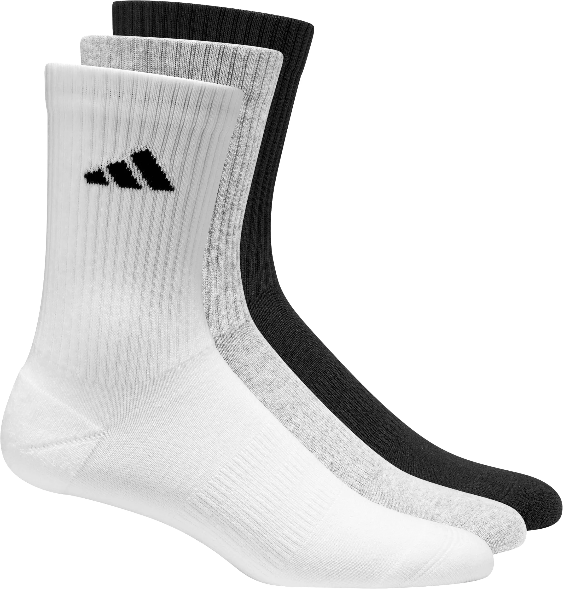 adidas Cushioned Crew Socks 6 Pair Pack, White/Medium Grey Heather/Black, 2-3 Years - immagine 4