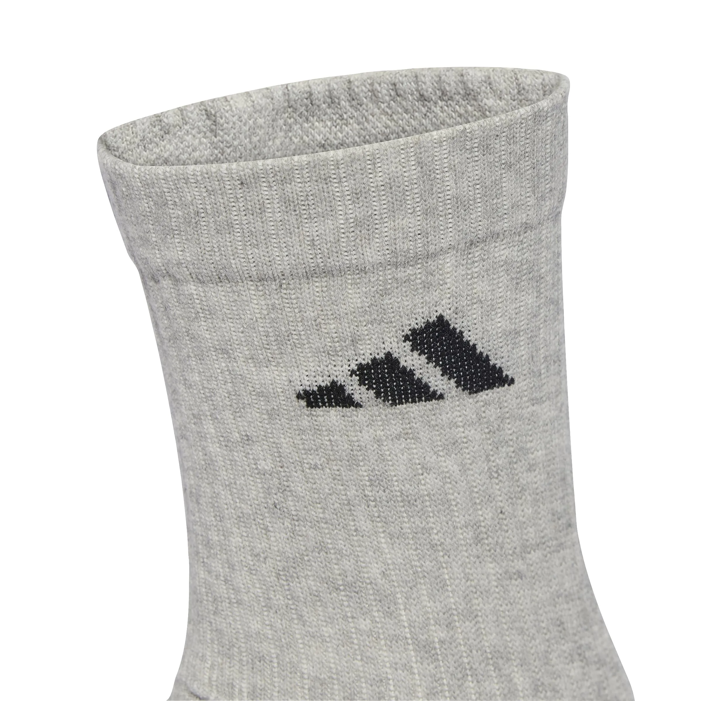 adidas Cushioned Crew Socks 6 Pair Pack, White/Medium Grey Heather/Black, 2-3 Years - immagine 5
