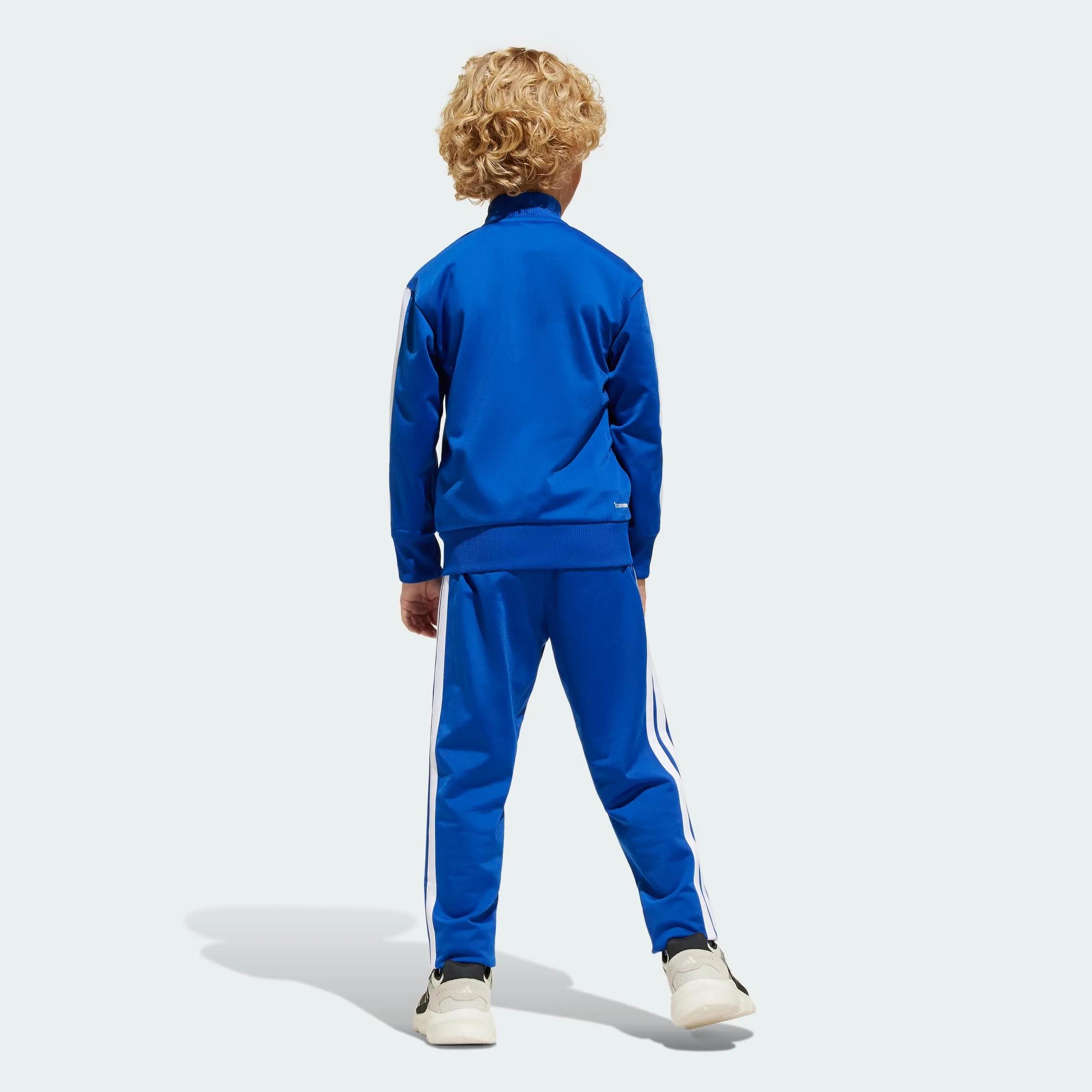 adidas Bambini Seasonal Essentials Tiberio 3 Stripes Tricot Tracksuit, Royal Blue/White/Glow Blue, 7-8 Years - immagine 4