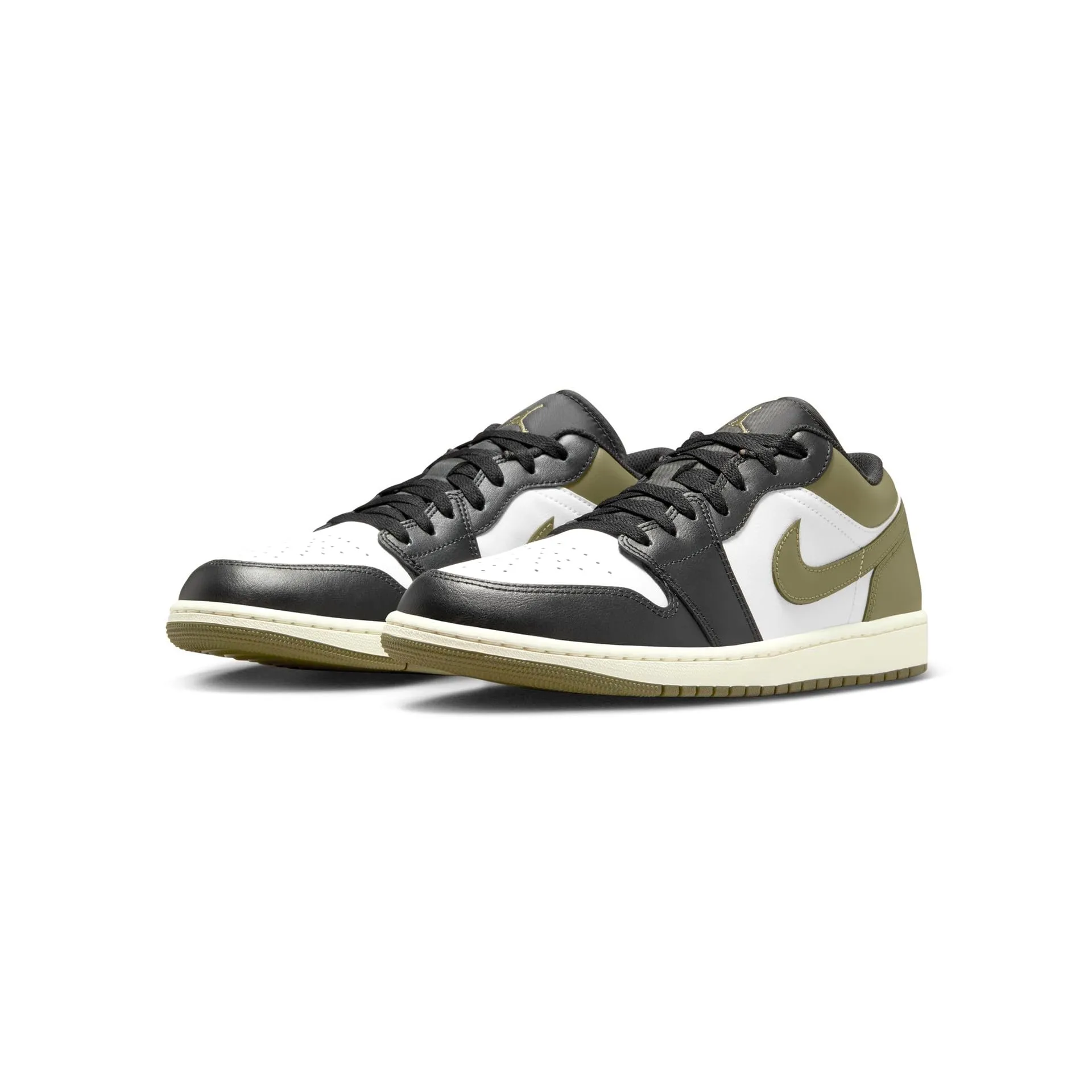 Nike Air Jordan 1 Low Men's Shoes - 553558-092 - Nero Bianco Oliva Medio - 45 EU - immagine 5